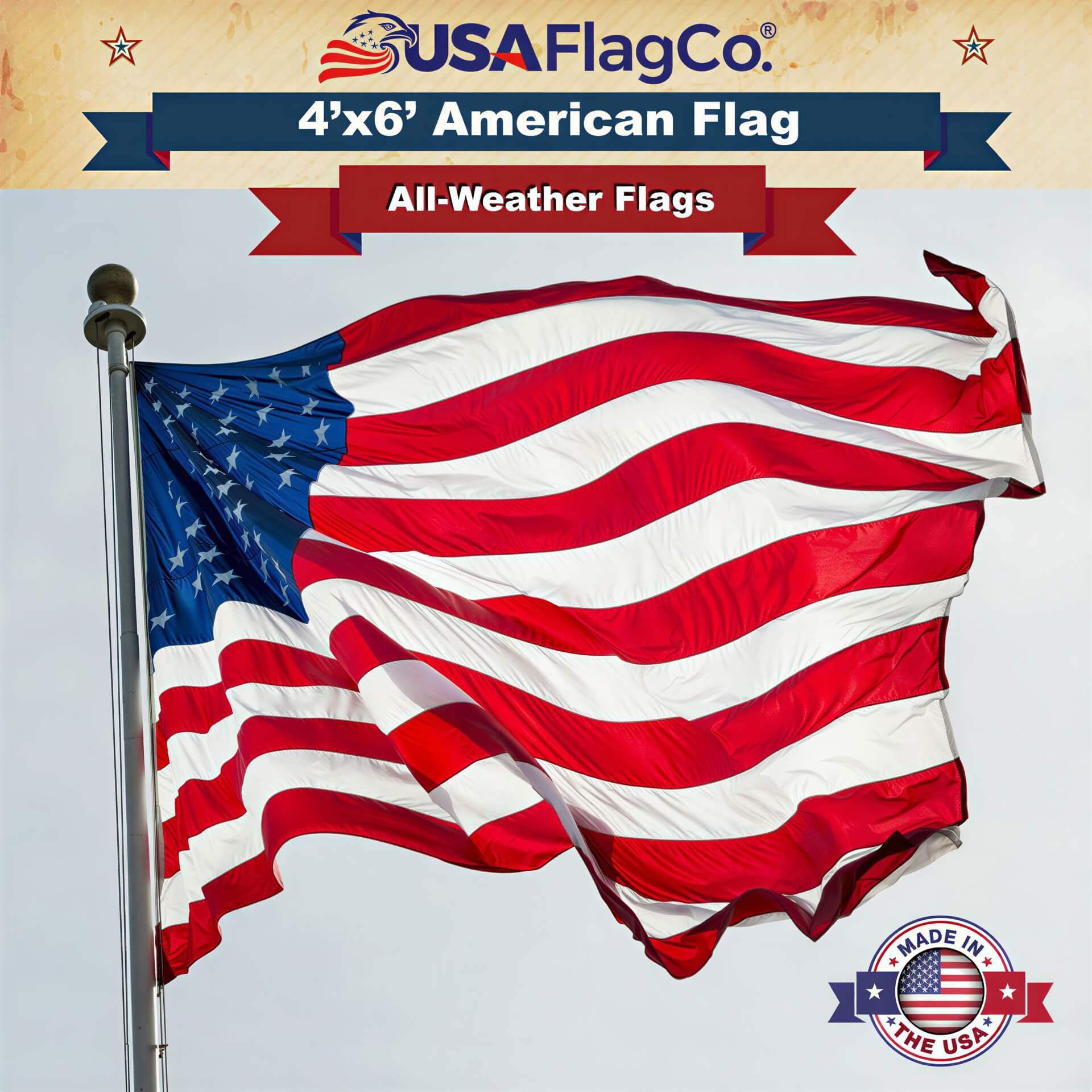 American Flag 4x6 Made in USA - Solar Shield Nylon - Image 6