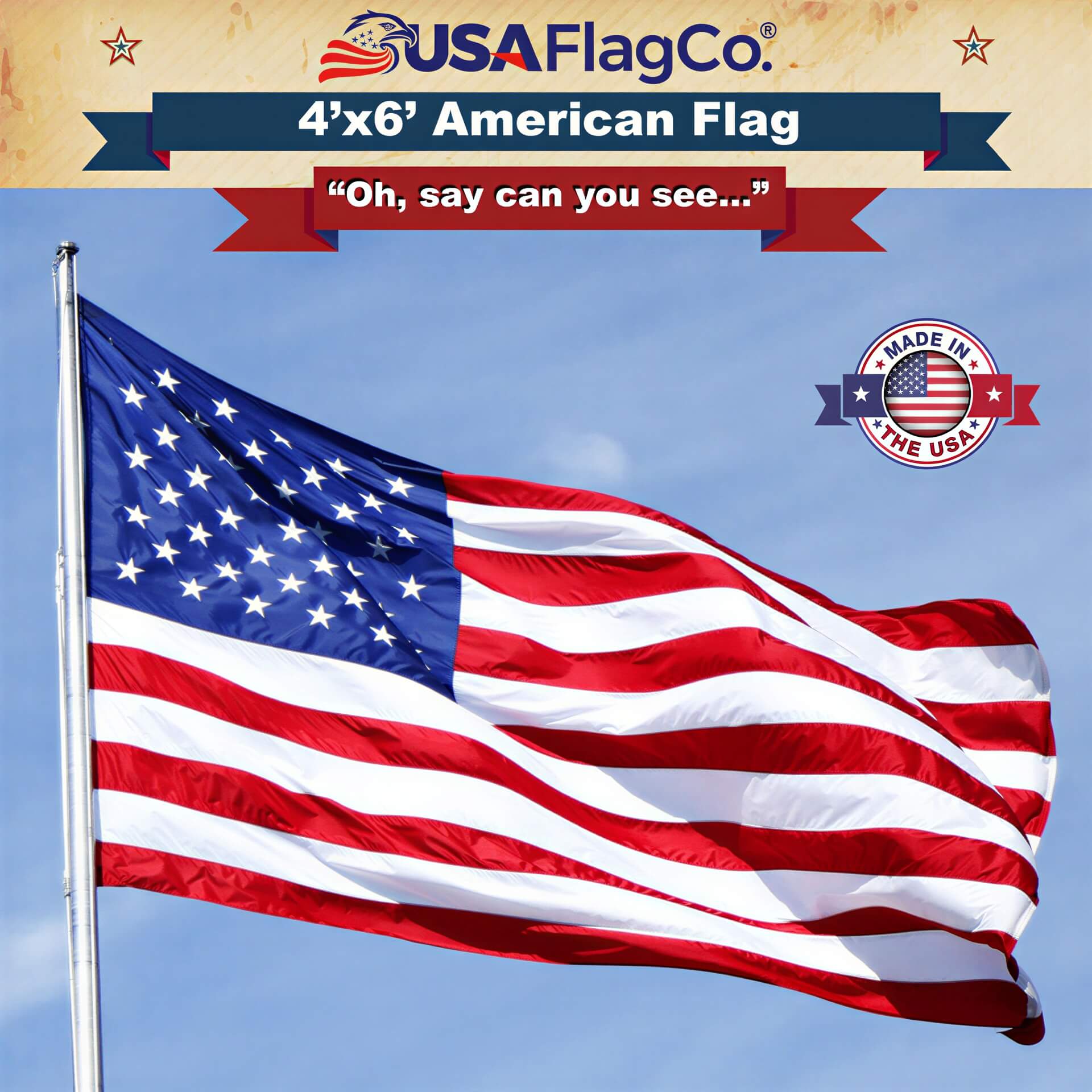 American Flag 4x6 Made in USA - Solar Shield Nylon - Image 8