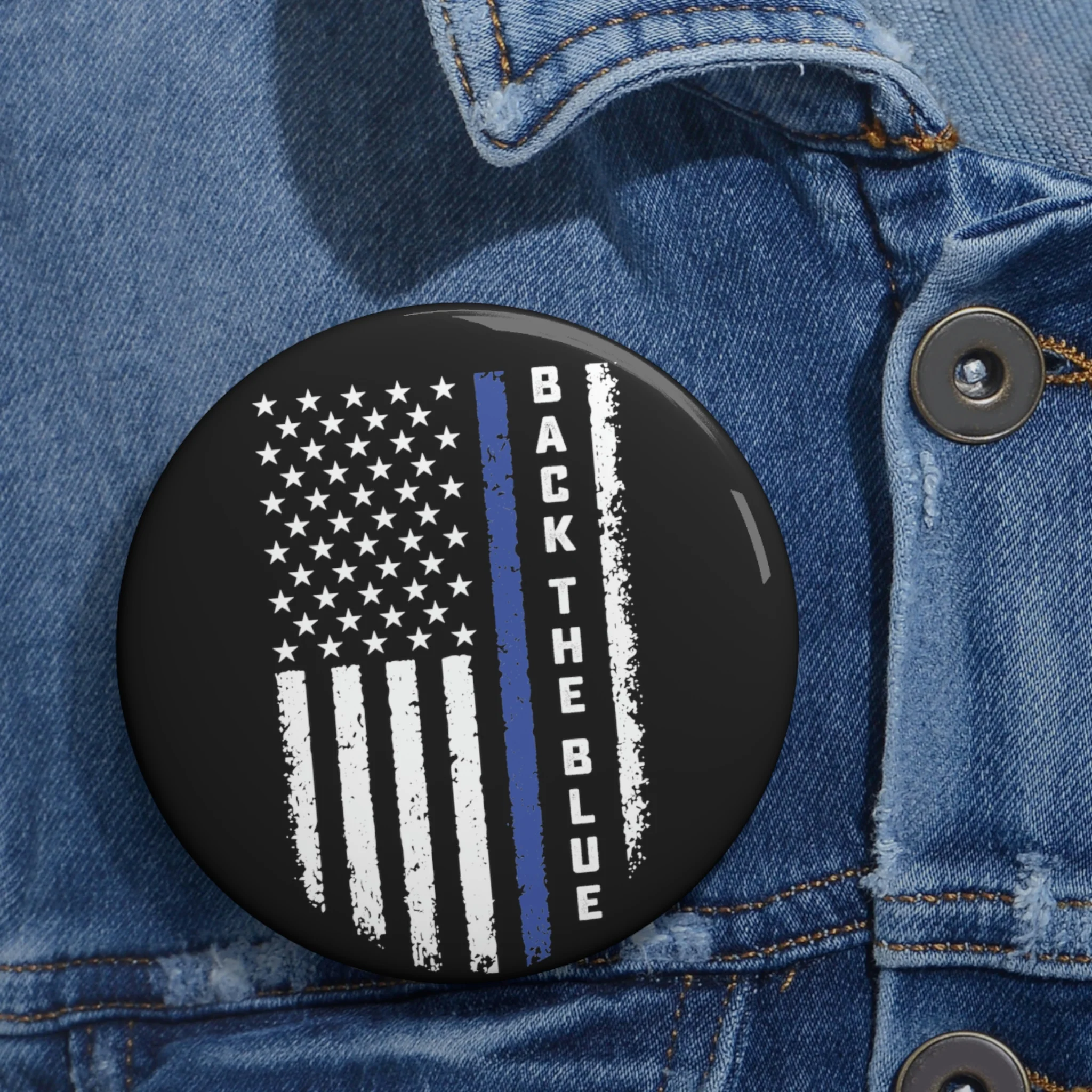 Back The Blue Flag Custom Pin Buttons - Image 2