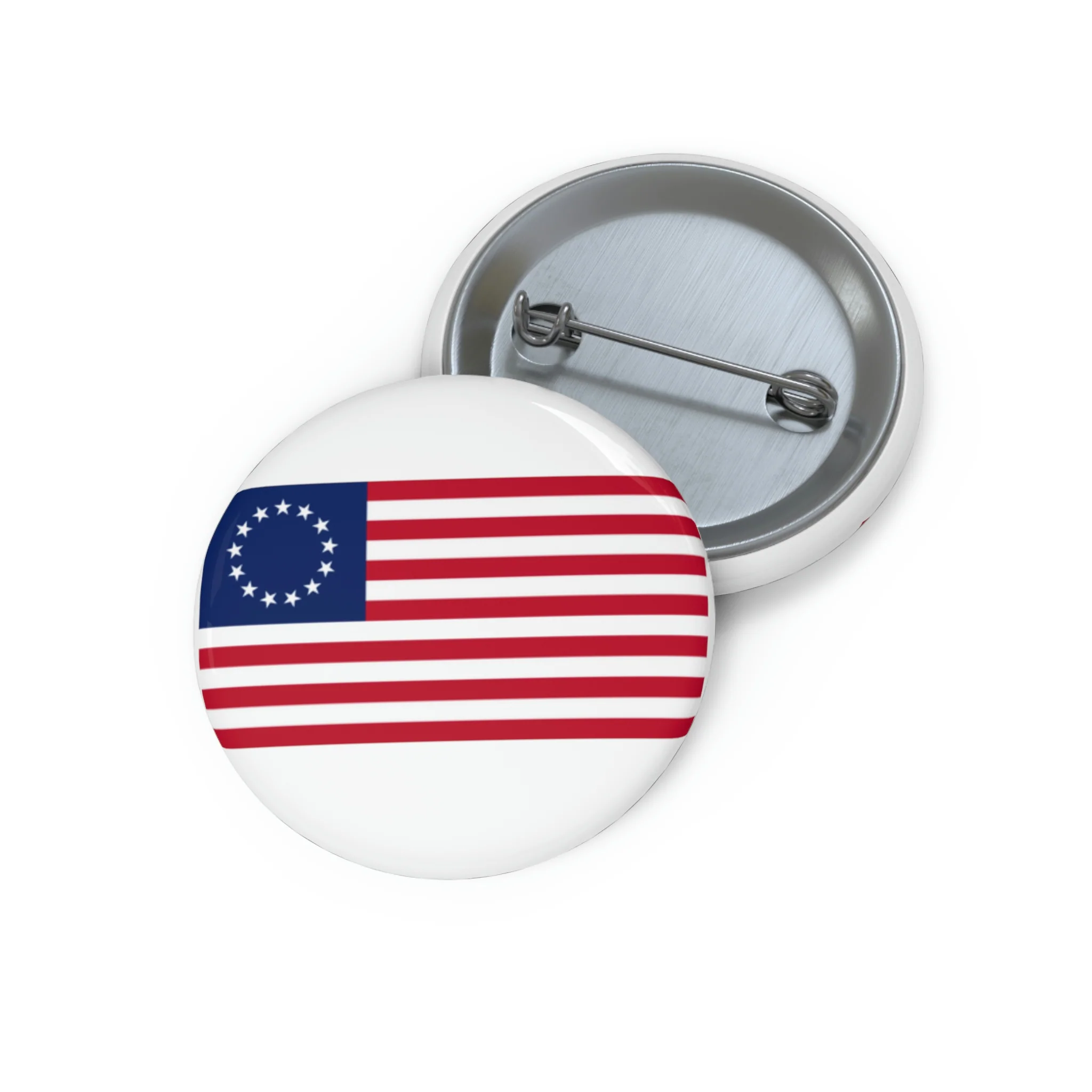 Betsy Ross Flag Custom Pin Buttons - White - Image 3