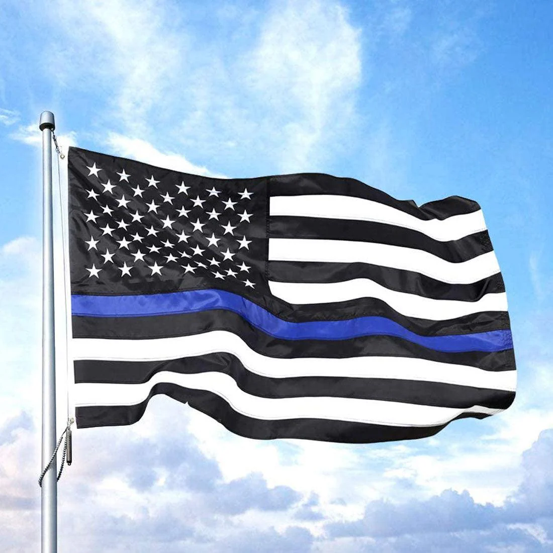 Thin Blue Line American Flag (3x5 foot) Embroidered Stars & Sewn Stripes - Image 7