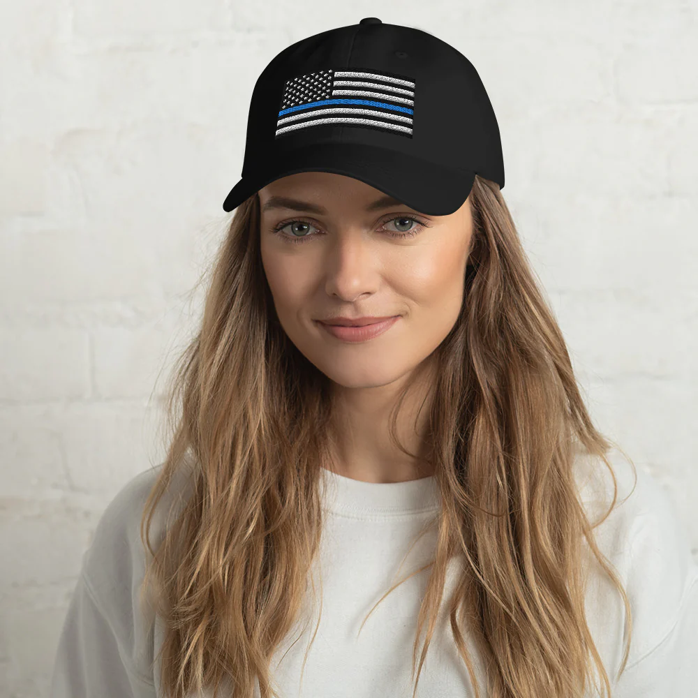 Dad Hat - Thin Blue Line Flag (Embroidered Flag) - Image 2