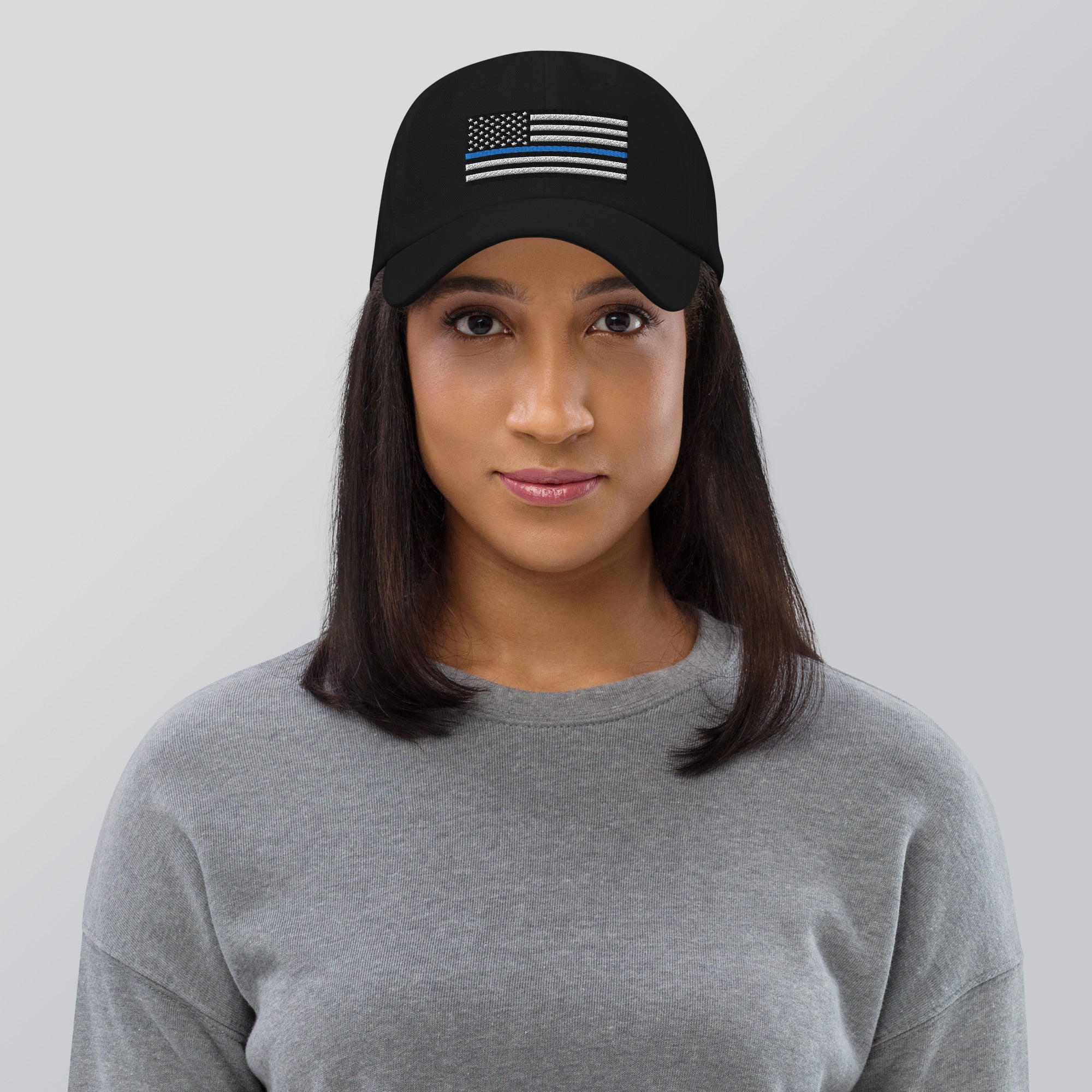 Dad Hat - Thin Blue Line Flag (Embroidered Flag) - Image 8