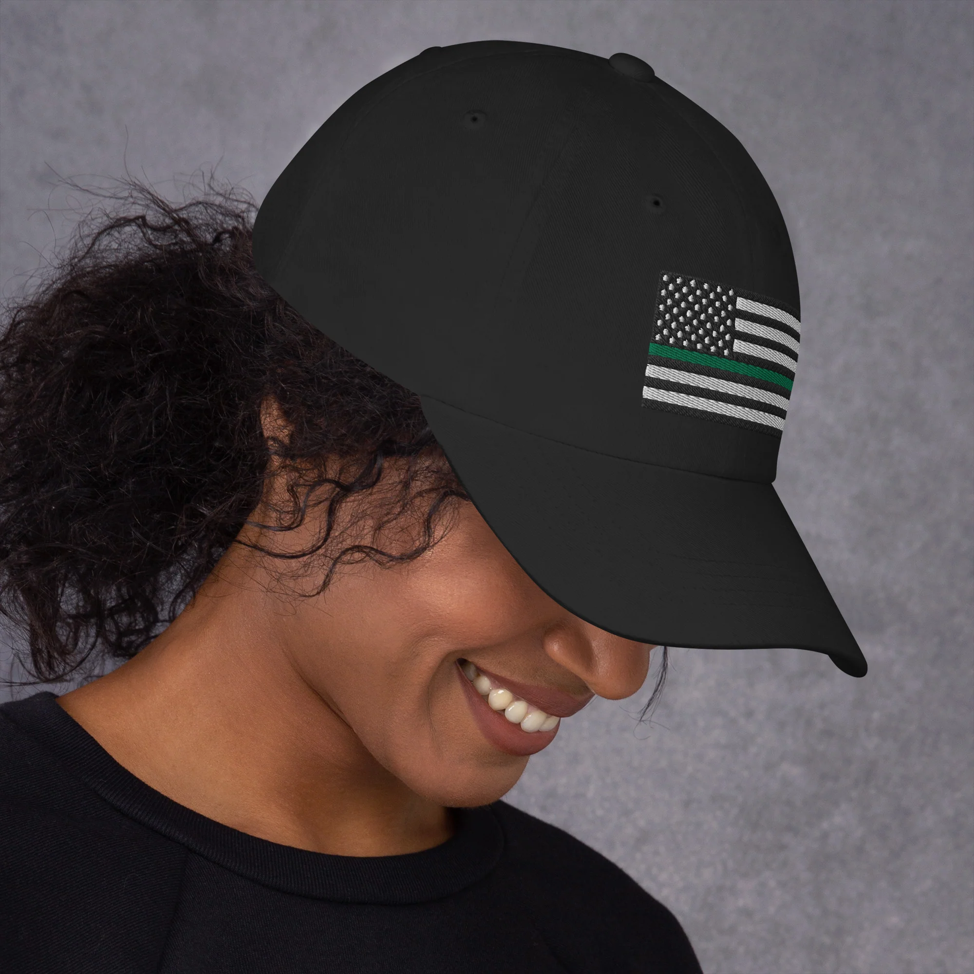 Dad Hat - Thin Green Line Flag (Embroidered Flag) - Image 13