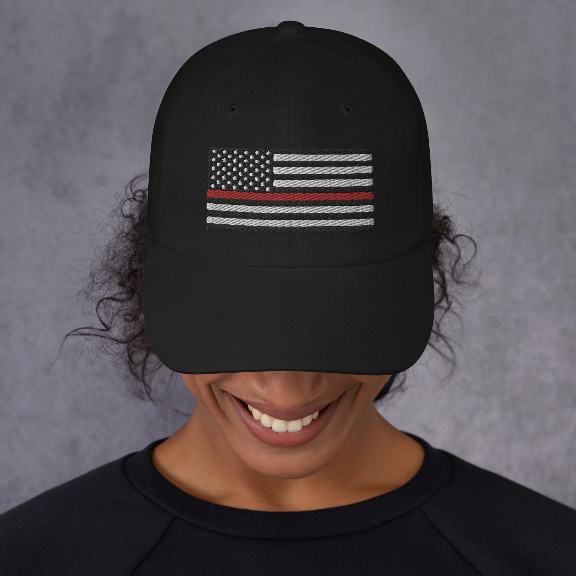 Dad Hat - Thin Red Line Flag (Embroidered Flag) - Image 10