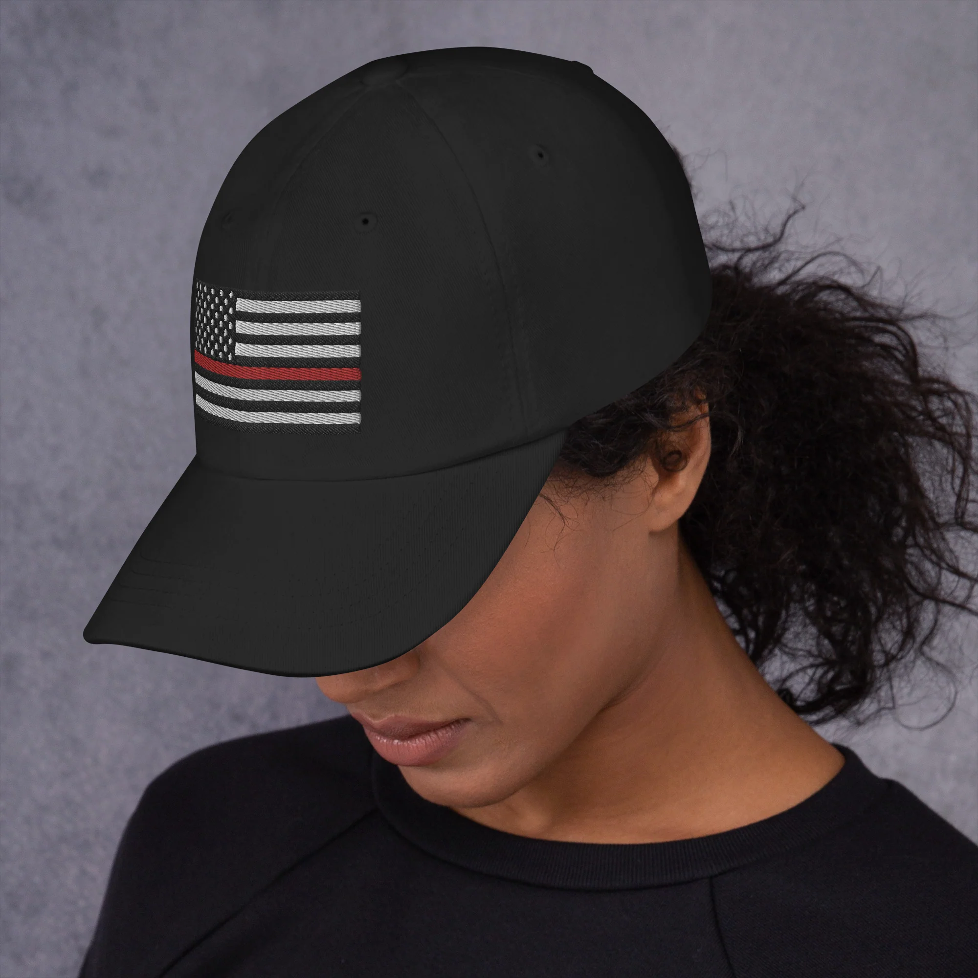 Dad Hat - Thin Red Line Flag (Embroidered Flag) - Image 17
