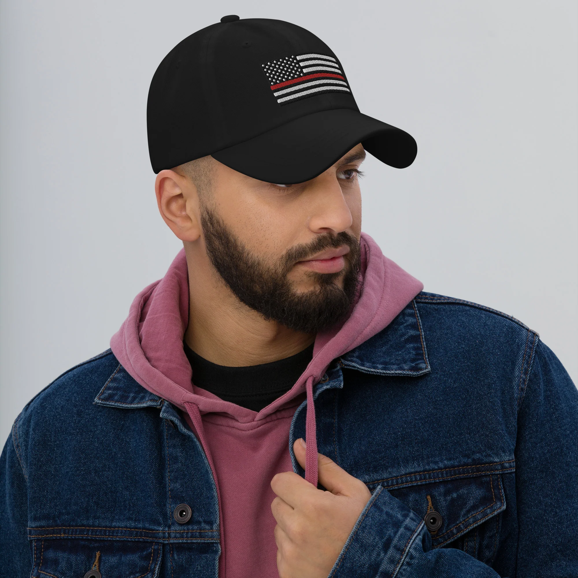 Dad Hat - Thin Red Line Flag (Embroidered Flag) - Image 8