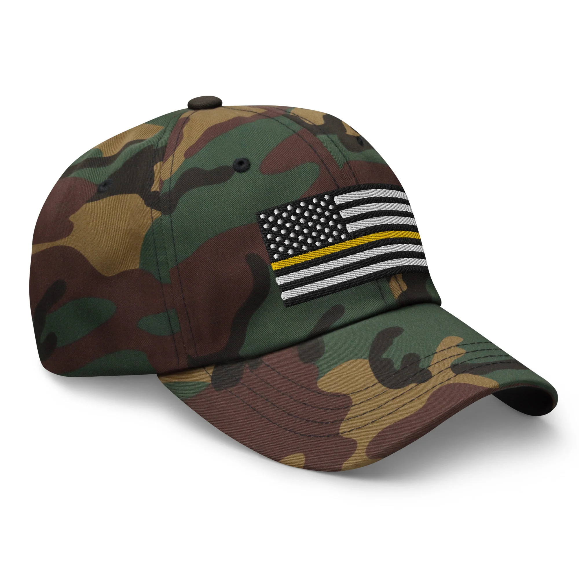 Dad Hat - Thin Yellow Line Flag (Embroidered Flag) - Image 35