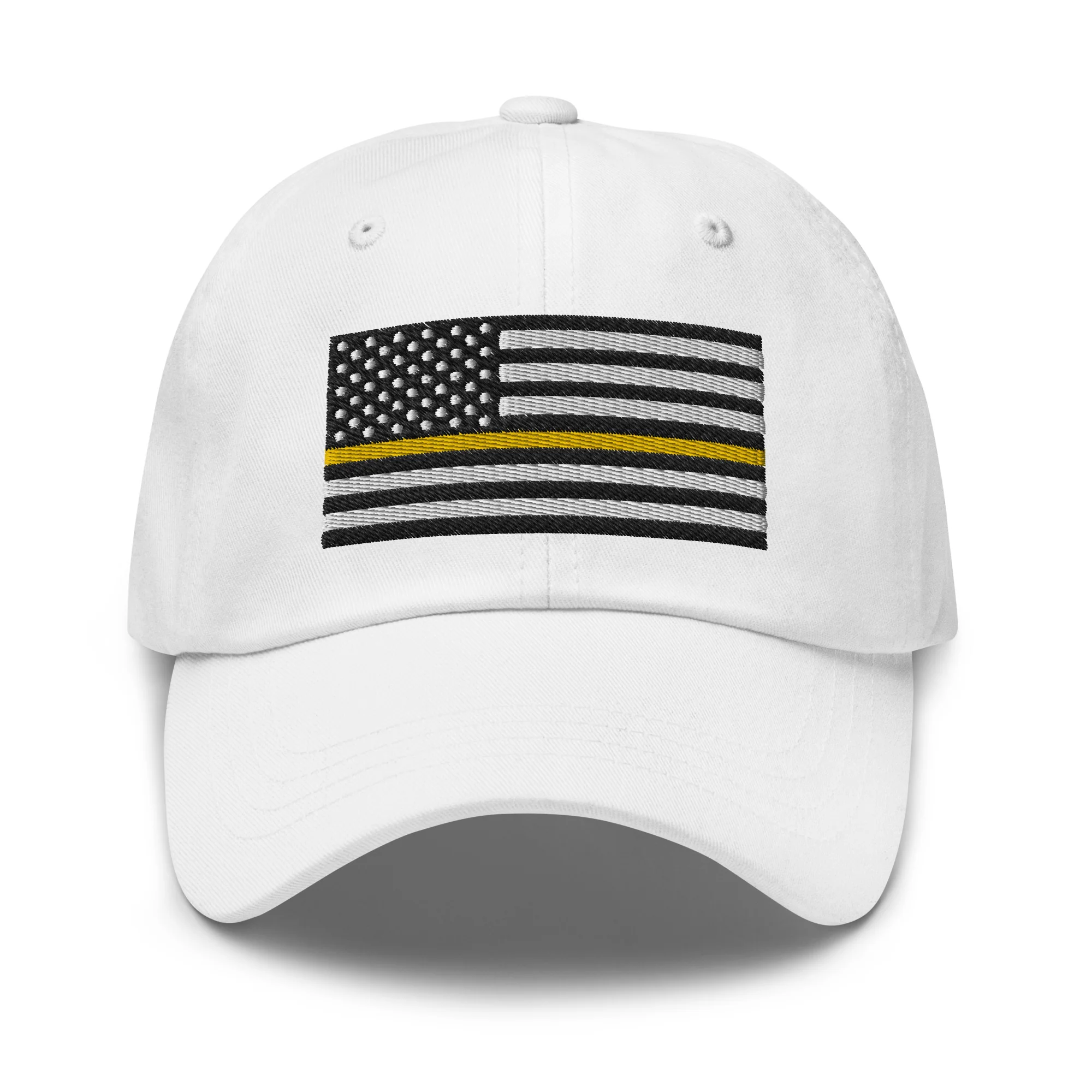 Dad Hat - Thin Yellow Line Flag (Embroidered Flag) - Image 49