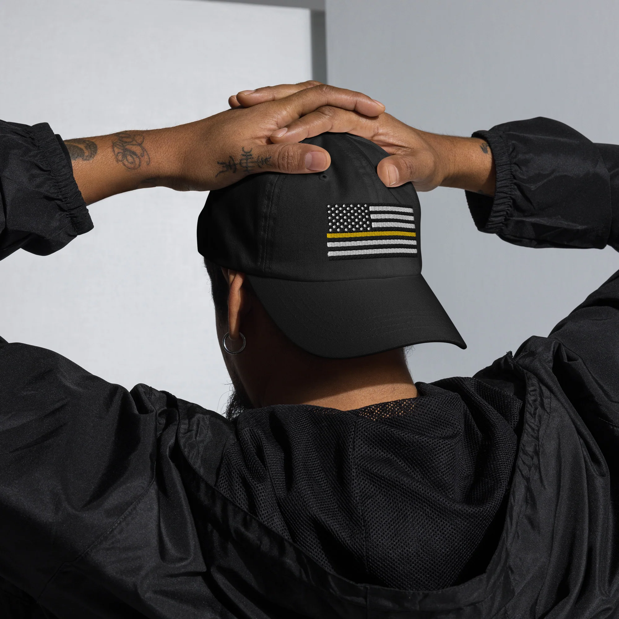 Dad Hat - Thin Yellow Line Flag (Embroidered Flag) - Image 6