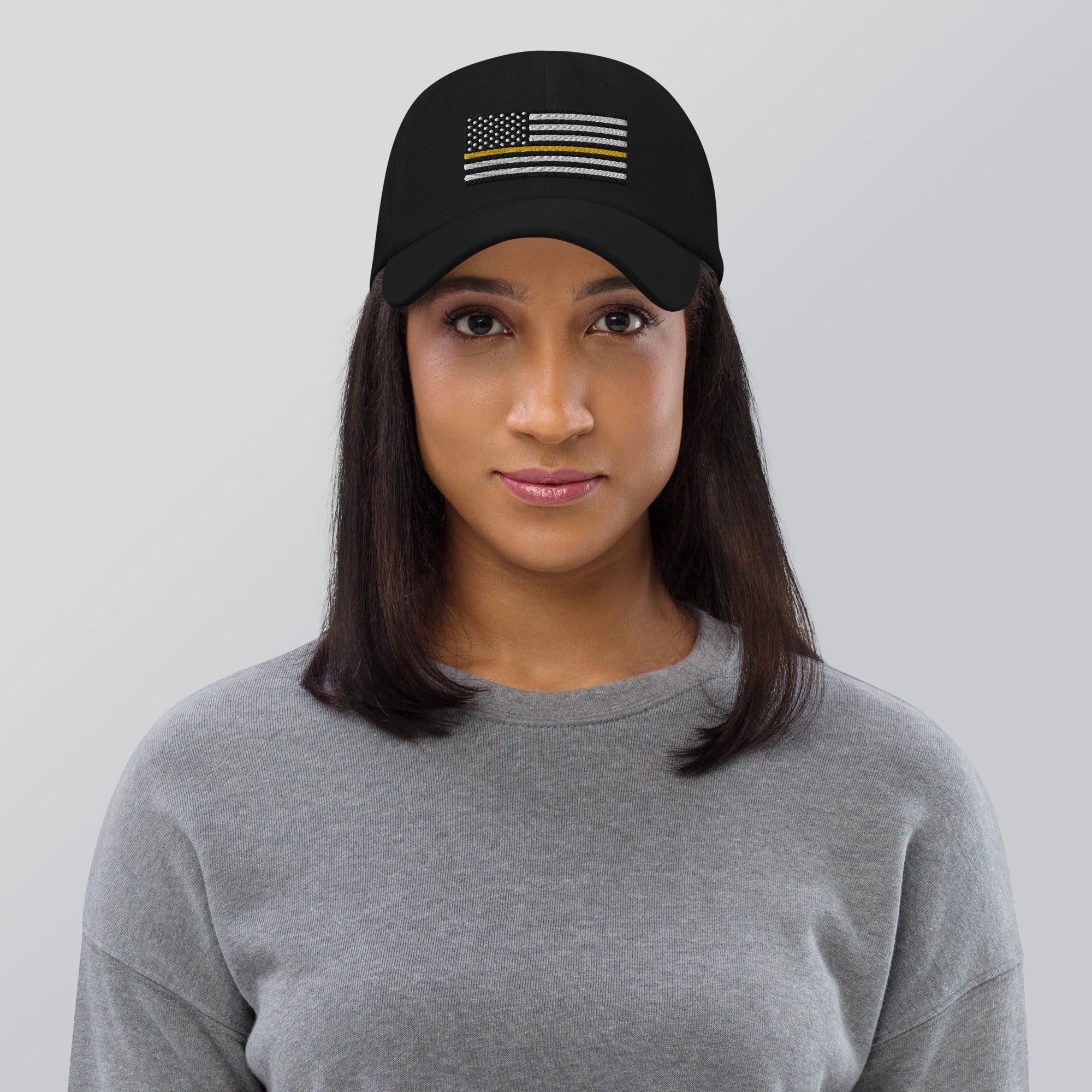 Dad Hat - Thin Yellow Line Flag (Embroidered Flag) - Image 7