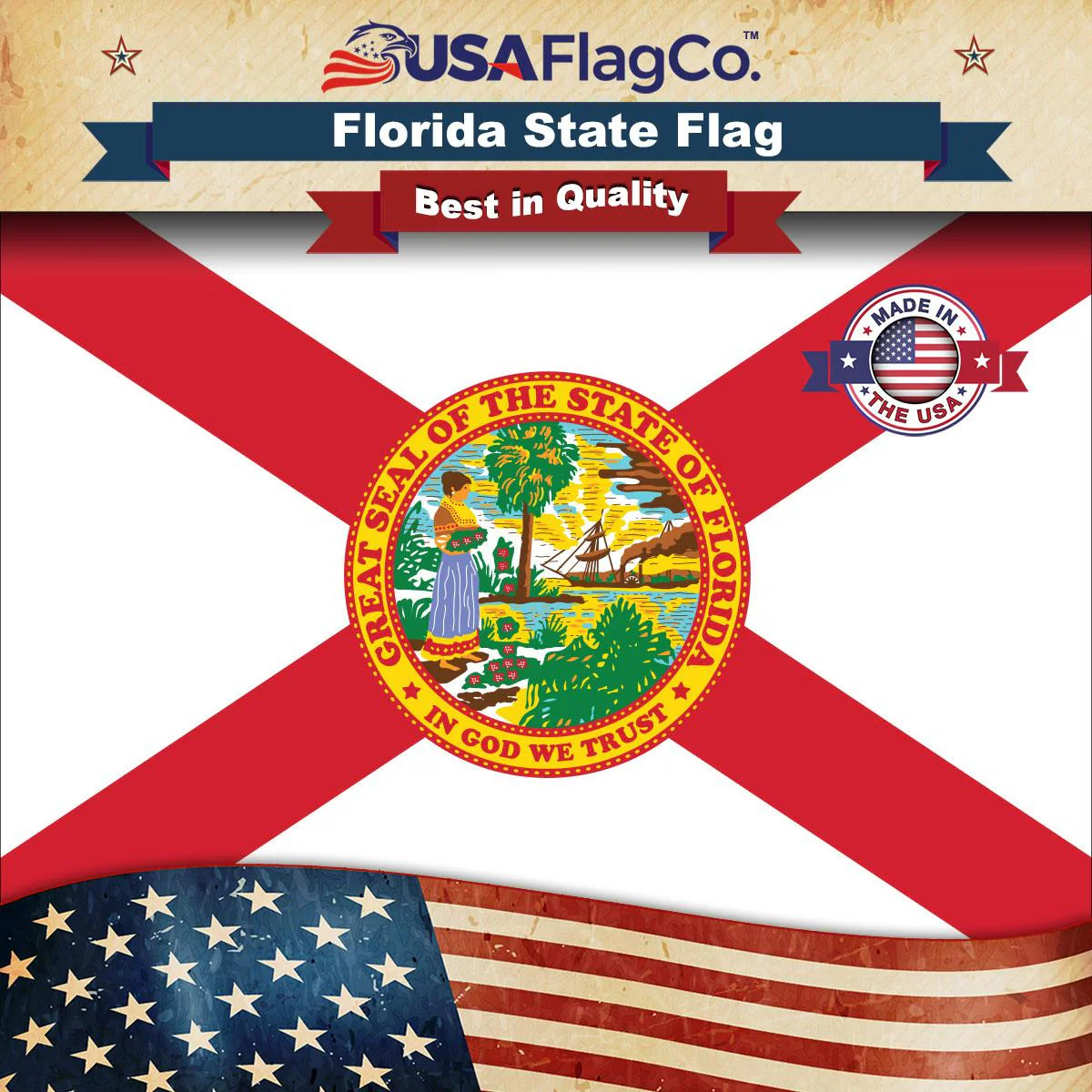 Florida State Flag Made in USA – Heavy Duty Nylon