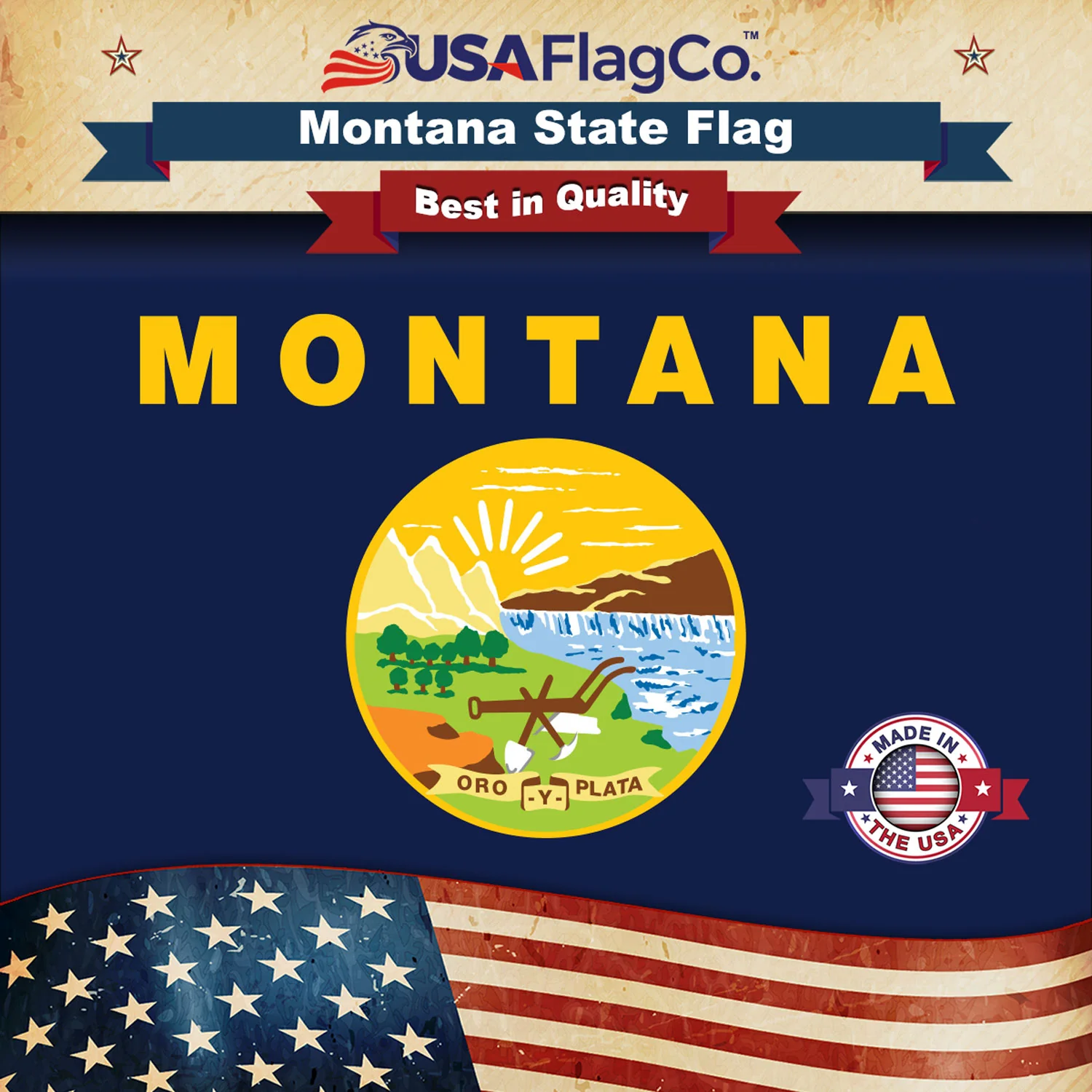 Montana State Flag Made in USA – Heavy Duty Nylon