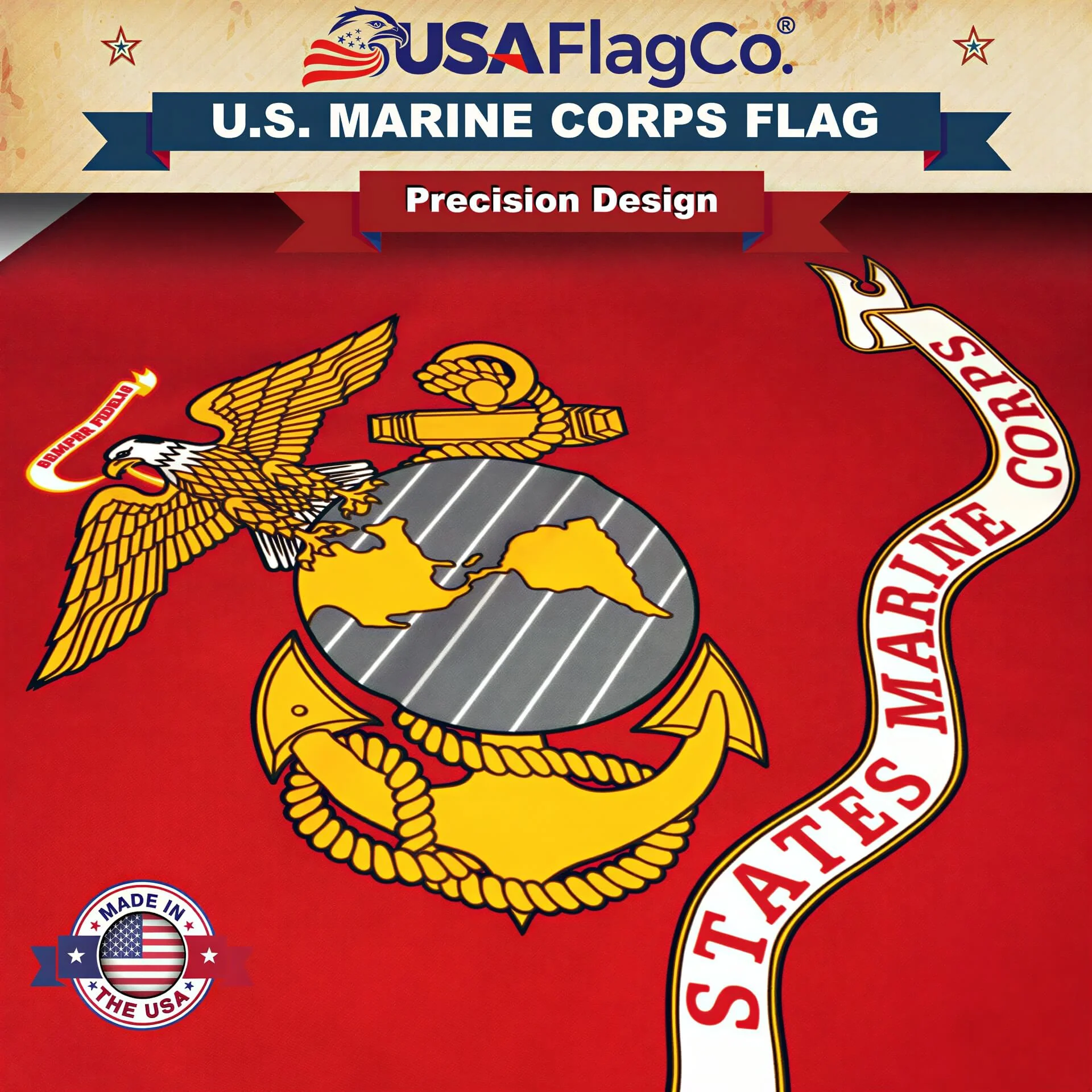 Marine Corps Flag Made in USA – Official USMC Nylon - Image 6
