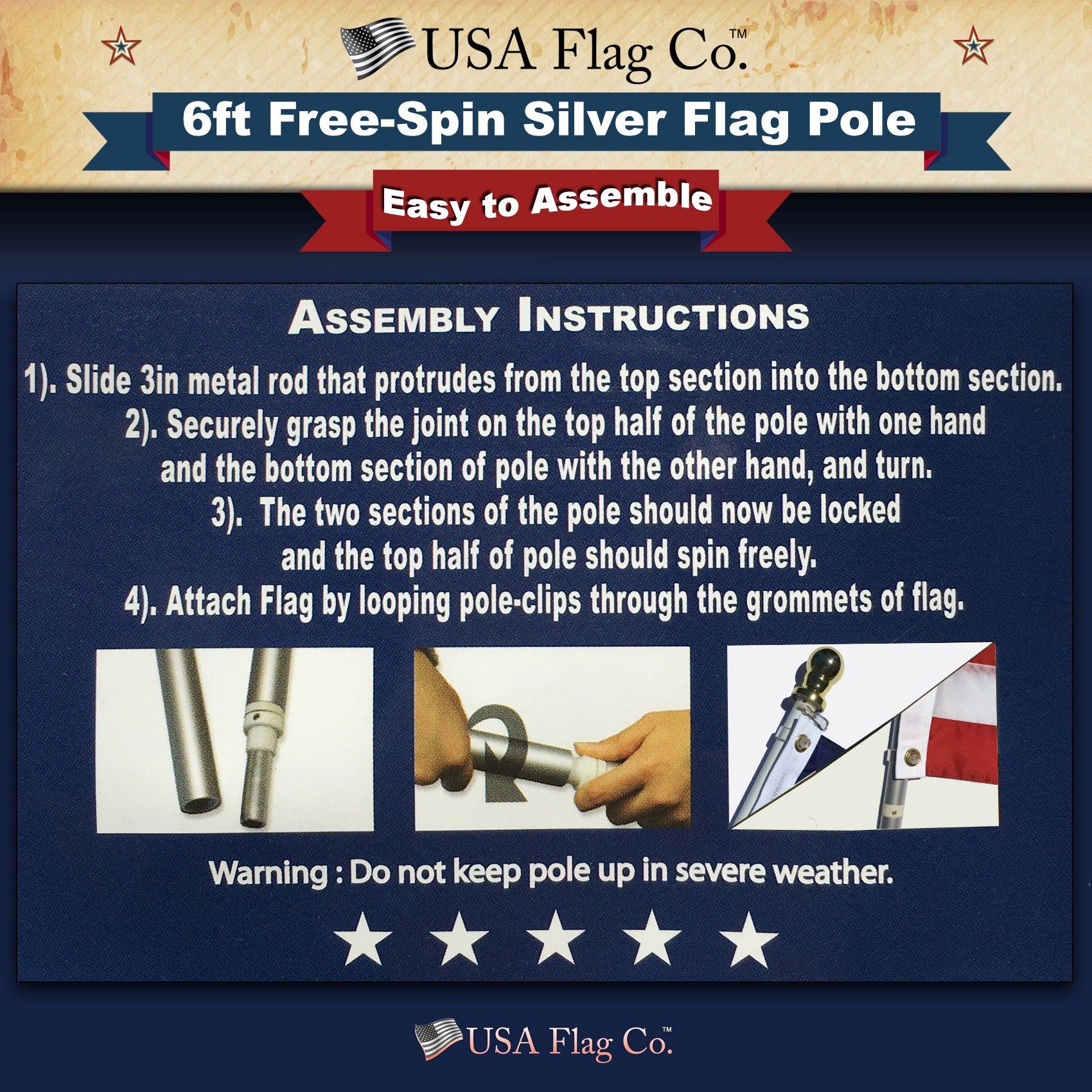Silver Flag Pole (6ft, 1-inch Diameter) - Image 8