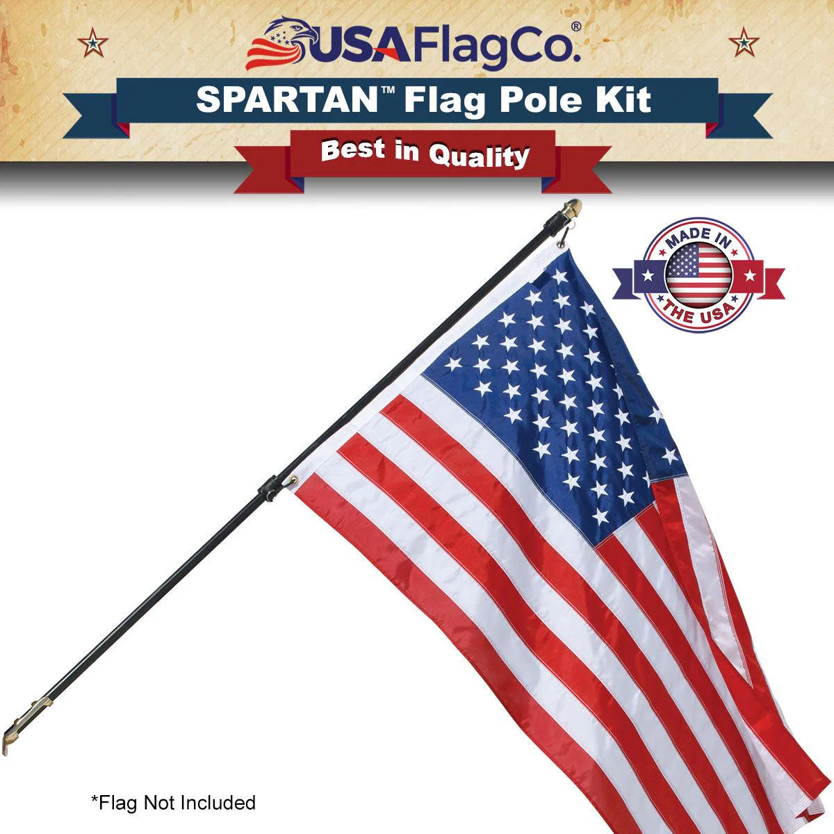 SPARTAN™ NeverFurl® 6ft Flagpole & Bracket Kit (Made in the USA) - Image 3