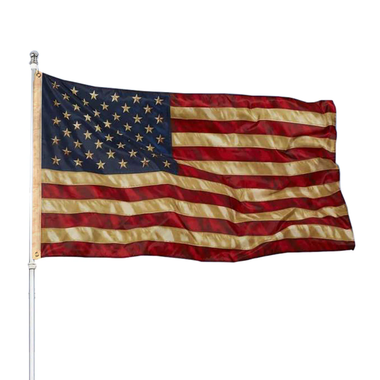 Tea Stained American Flag (3x5 foot) Embroidered Stars & Sewn Stripes - Image 7