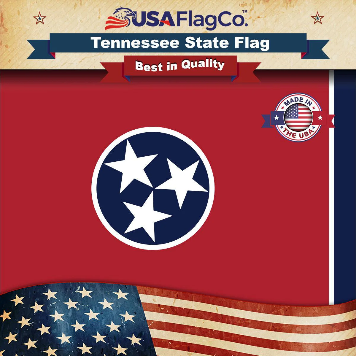 Tennessee State Flag Made in USA – Heavy Duty Nylon