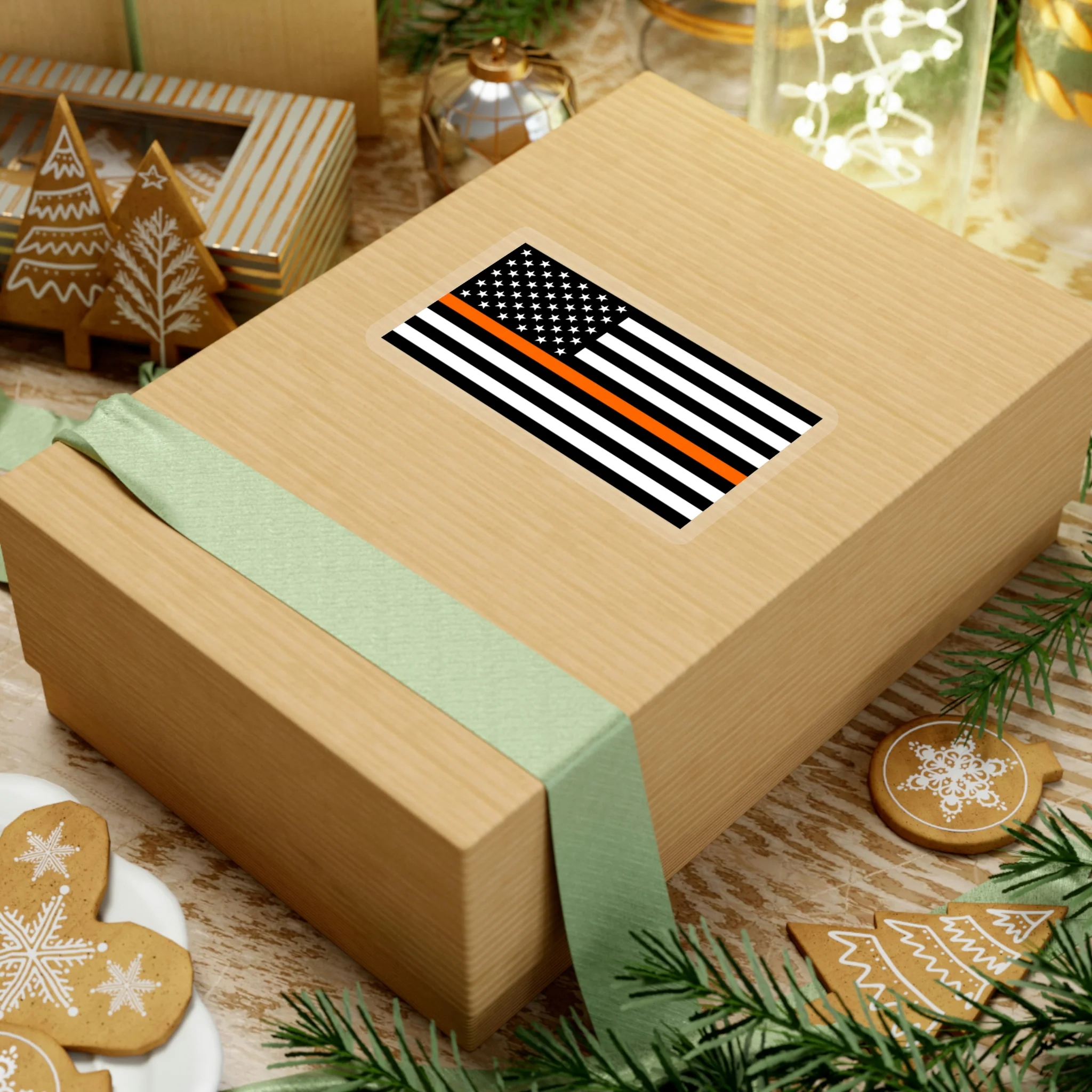 Thin Orange Line Flag Sticker - Image 14