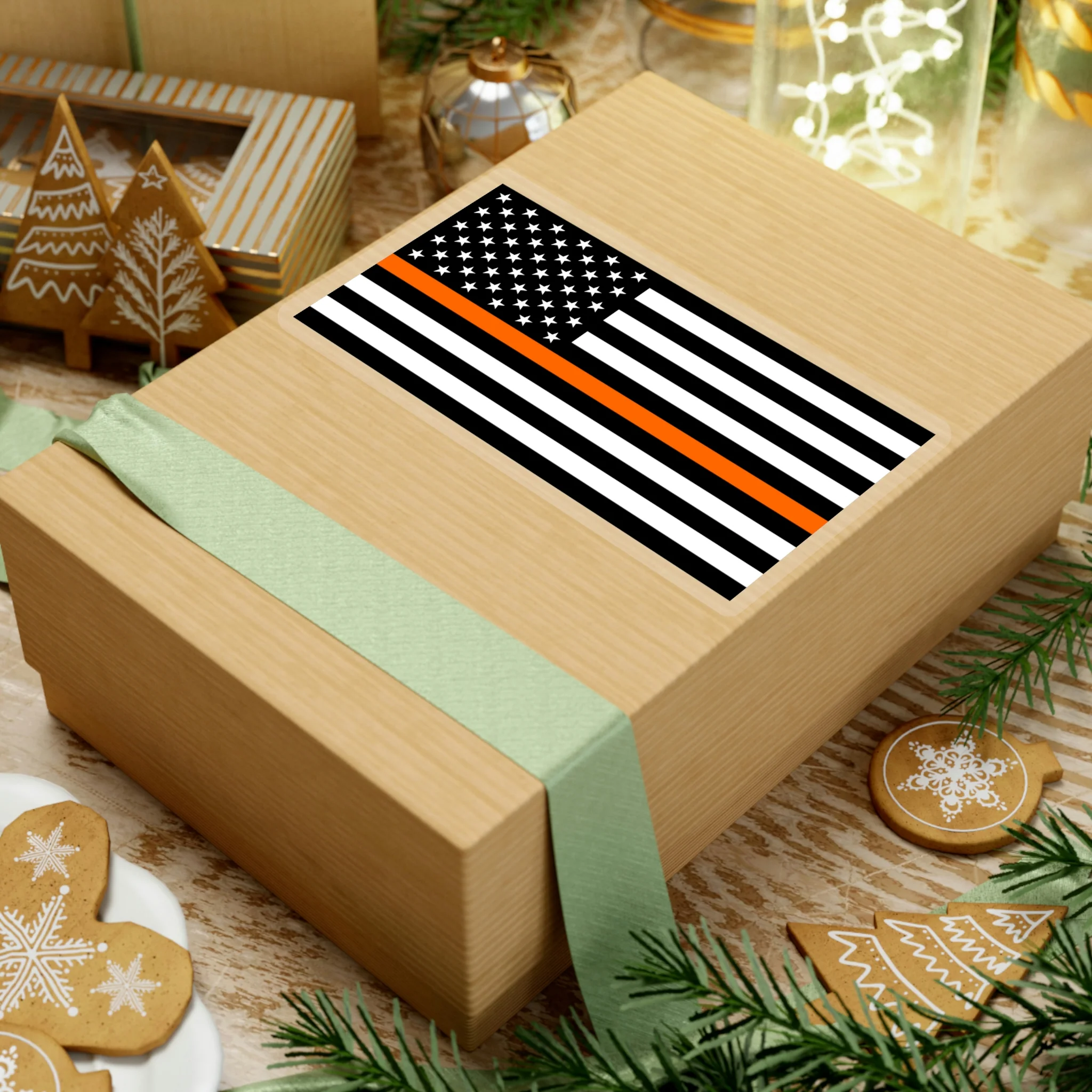 Thin Orange Line Flag Sticker - Image 19