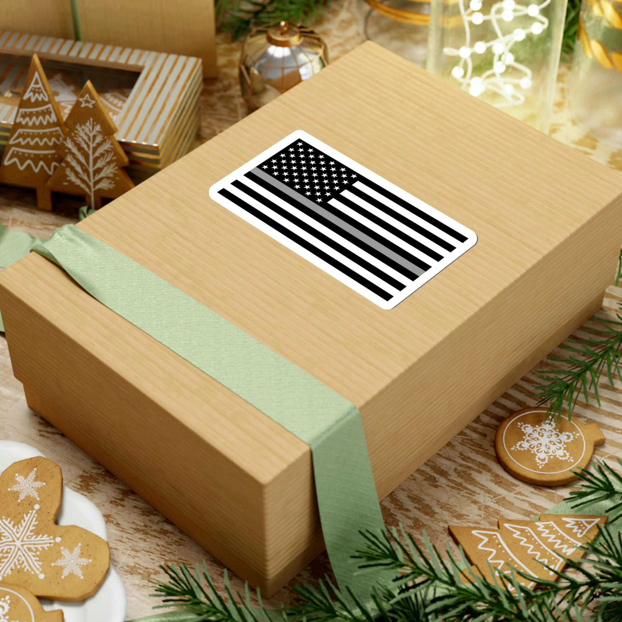 Thin Silver Line Flag Sticker - Image 17