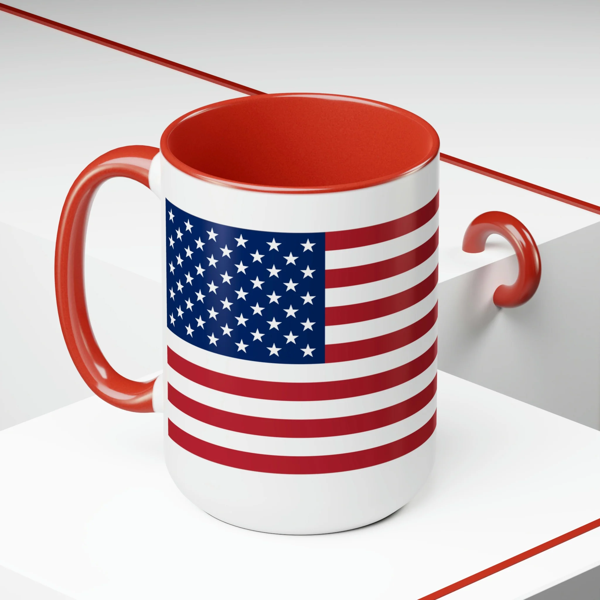 Two-Tone American Flag Coffee Mugs, 15oz - Image 25