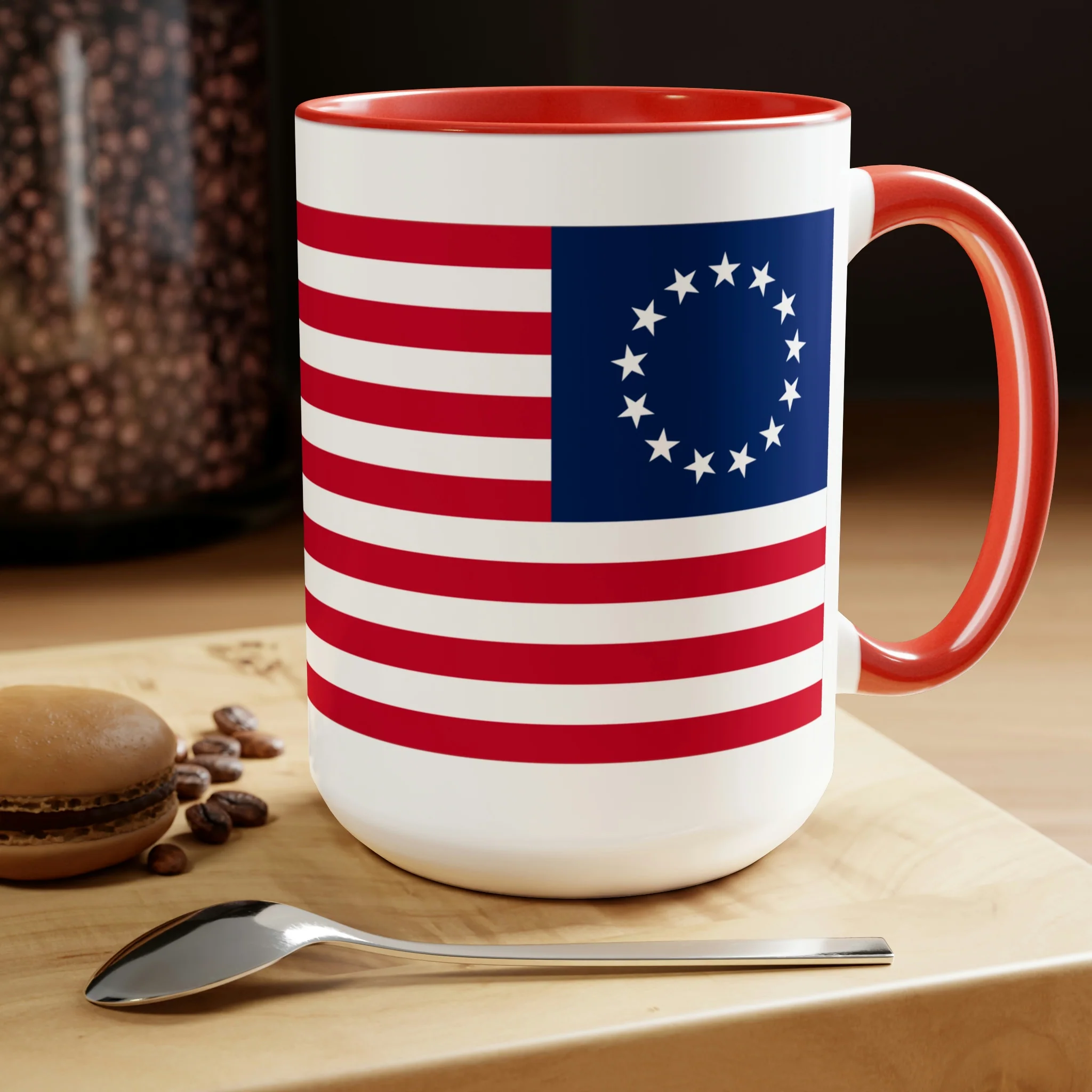 Two-Tone Betsy Ross Flag Coffee Mugs, 15oz - Image 23
