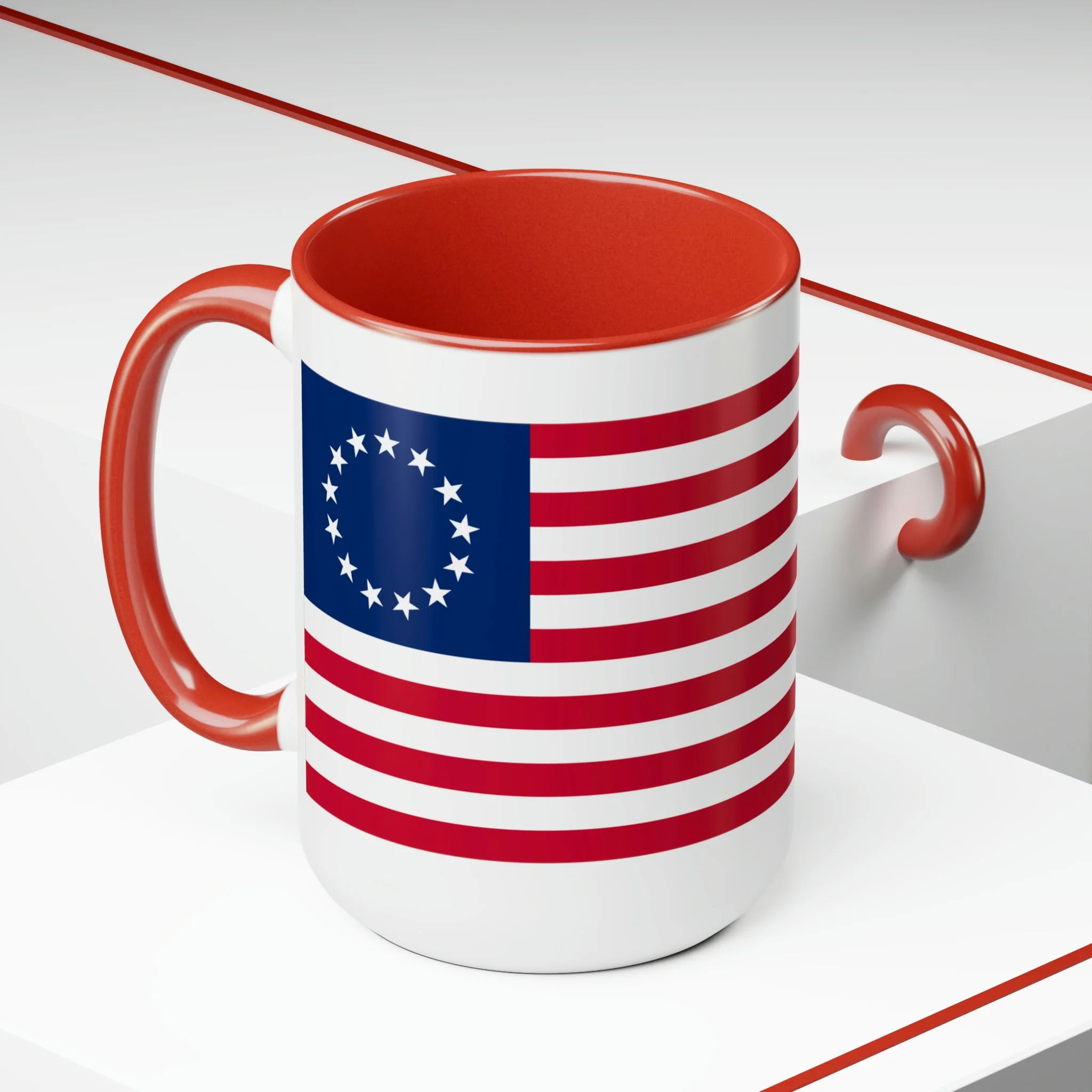 Two-Tone Betsy Ross Flag Coffee Mugs, 15oz - Image 24