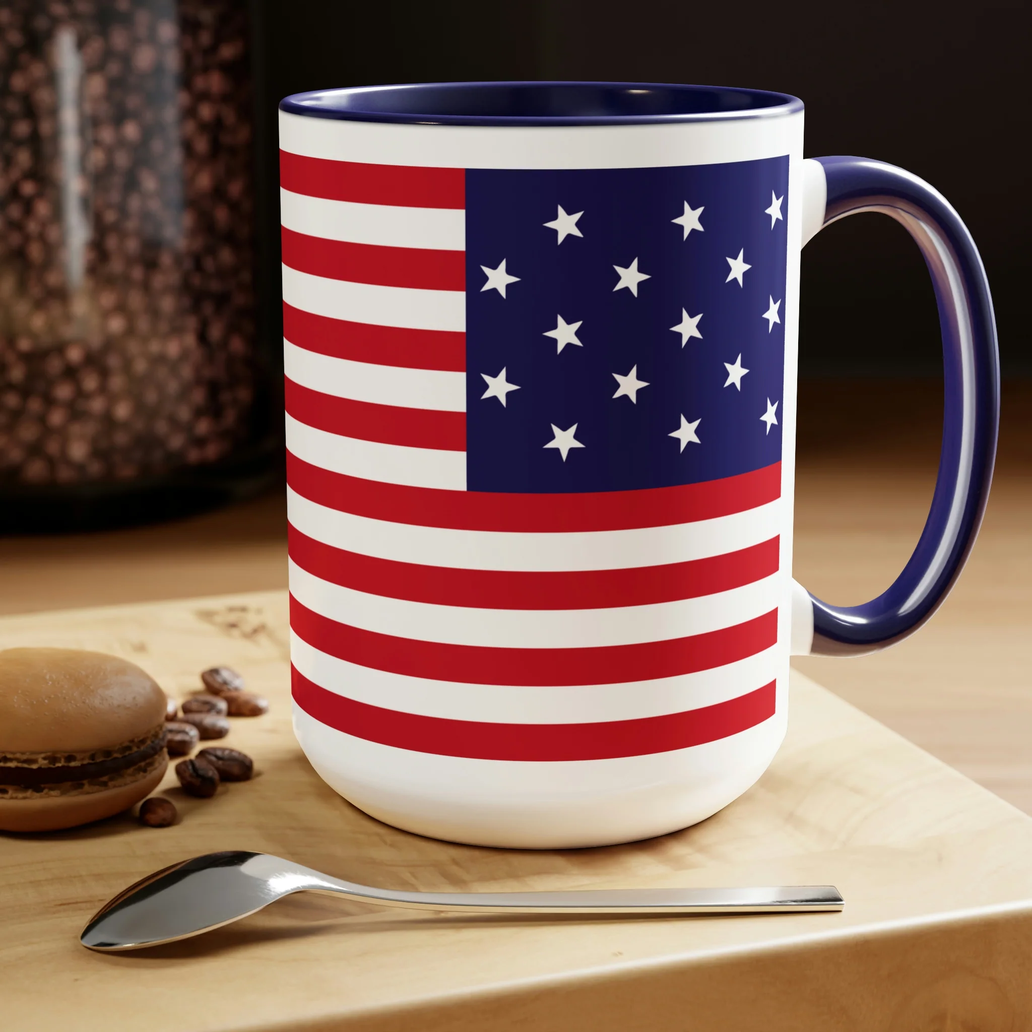 Two-Tone Star Spangled Banner Flag Coffee Mugs, 15oz - Image 14
