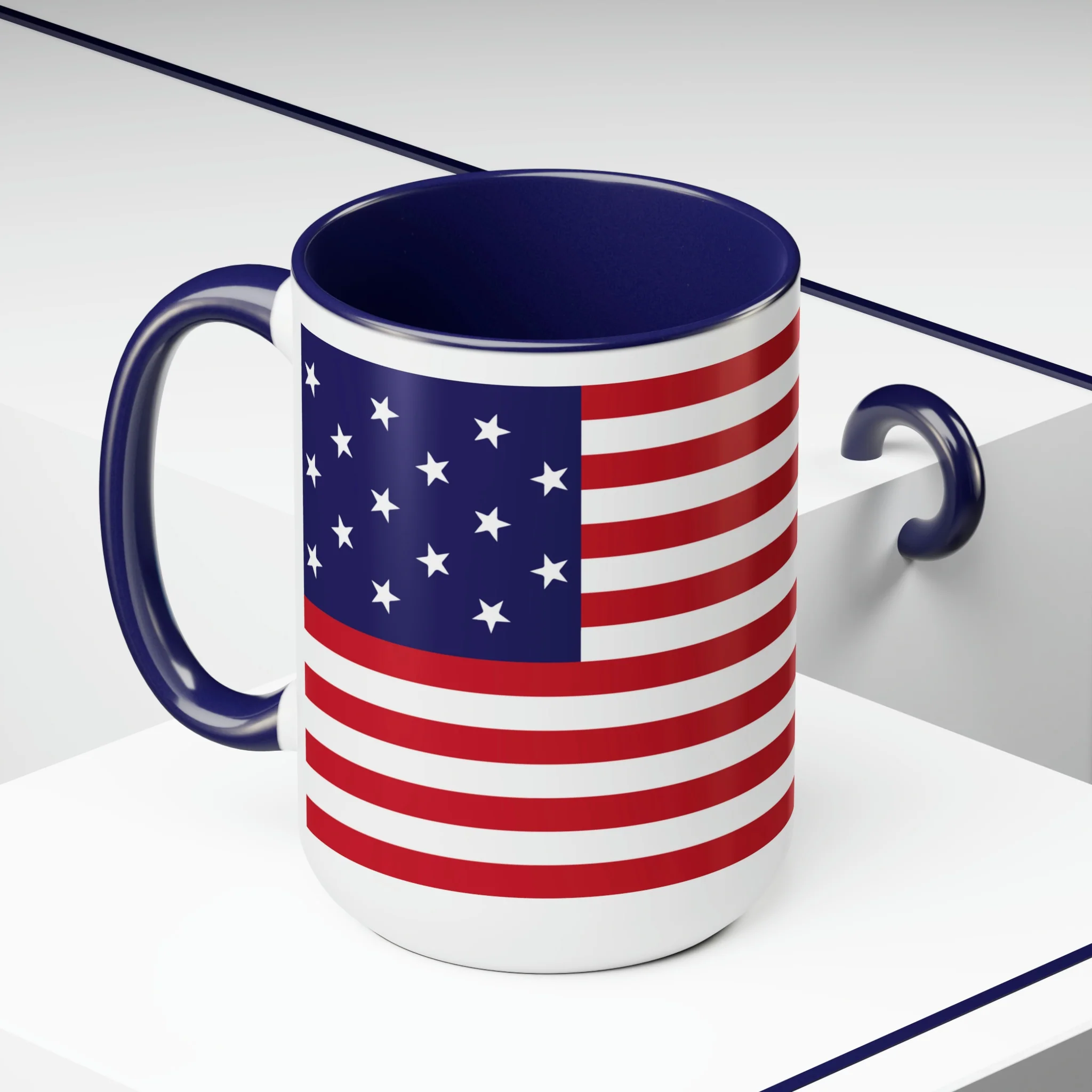 Two-Tone Star Spangled Banner Flag Coffee Mugs, 15oz - Image 15