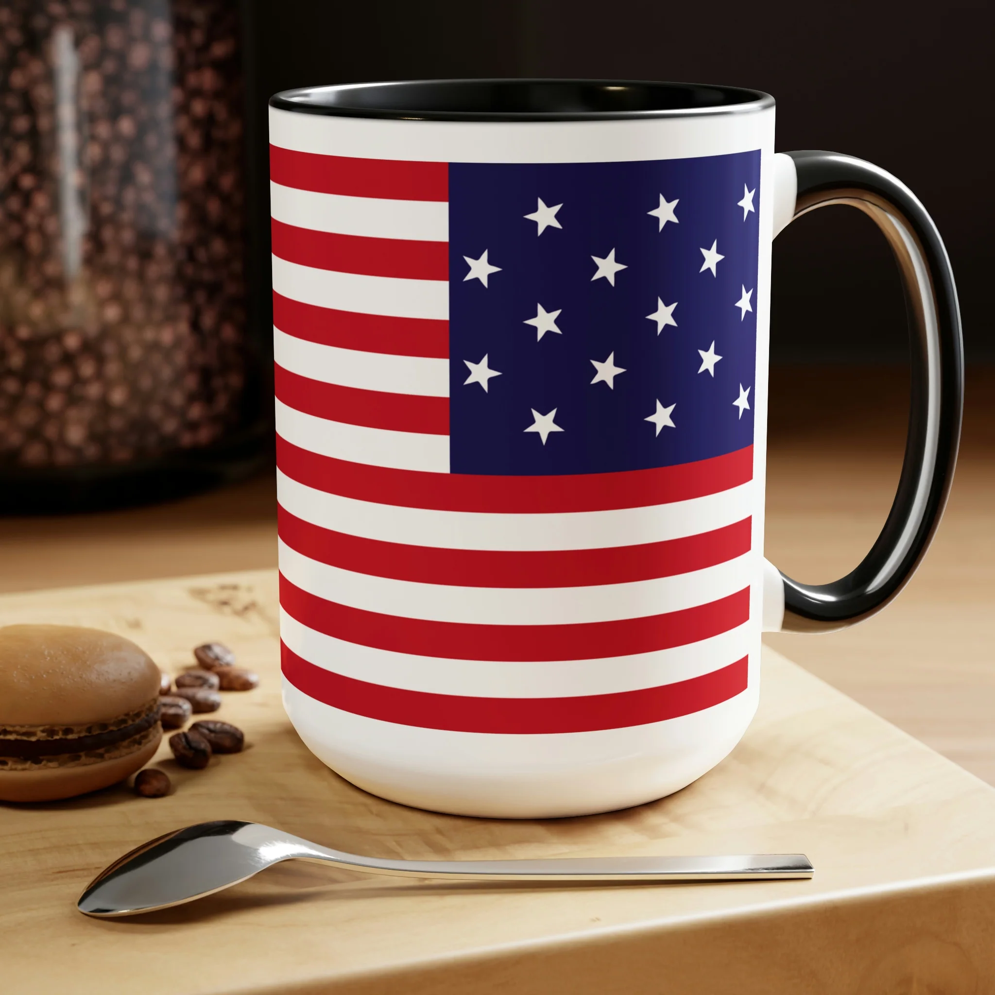 Two-Tone Star Spangled Banner Flag Coffee Mugs, 15oz - Image 4