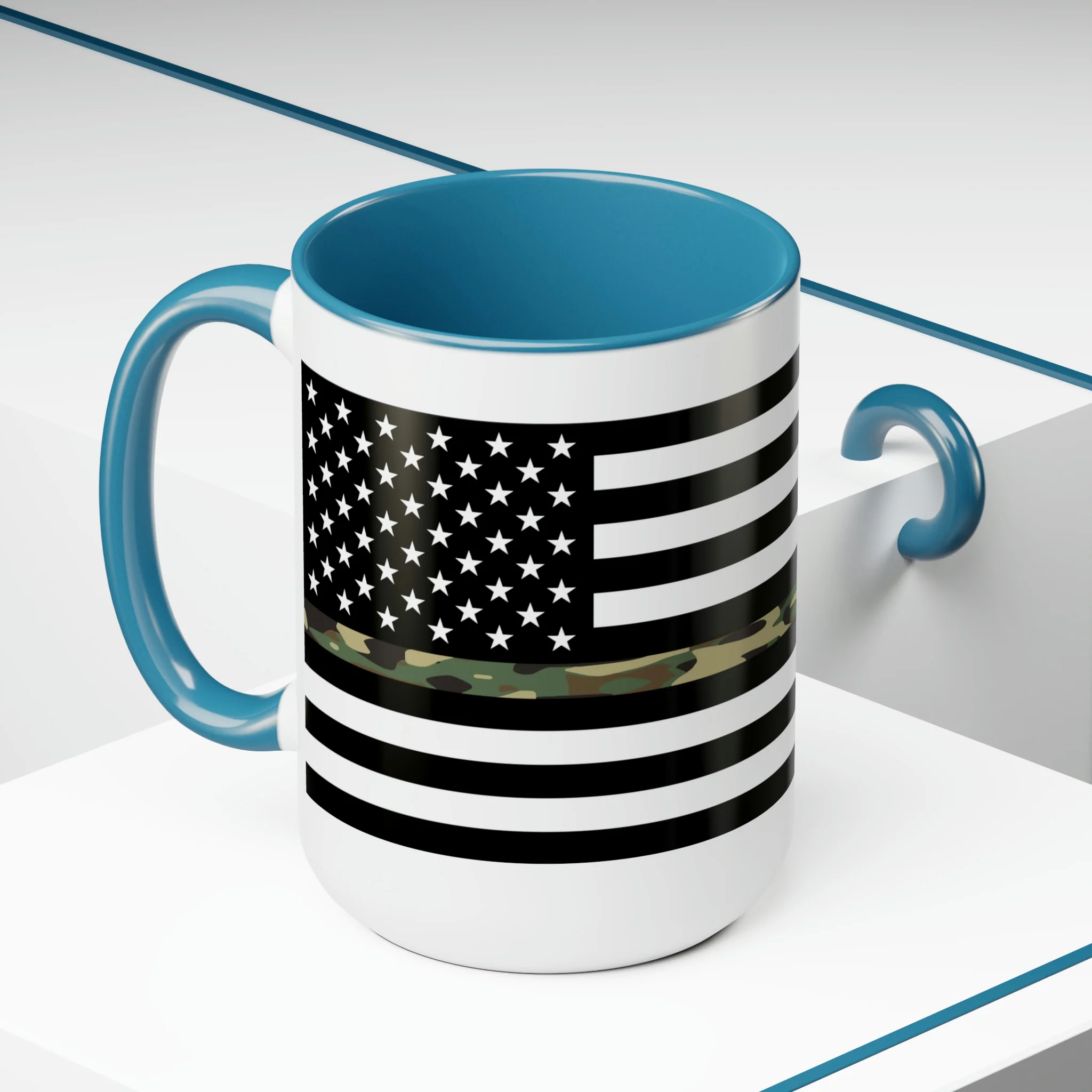 Two-Tone Thin Camo Line Flag Coffee Mugs, 15oz - Image 10