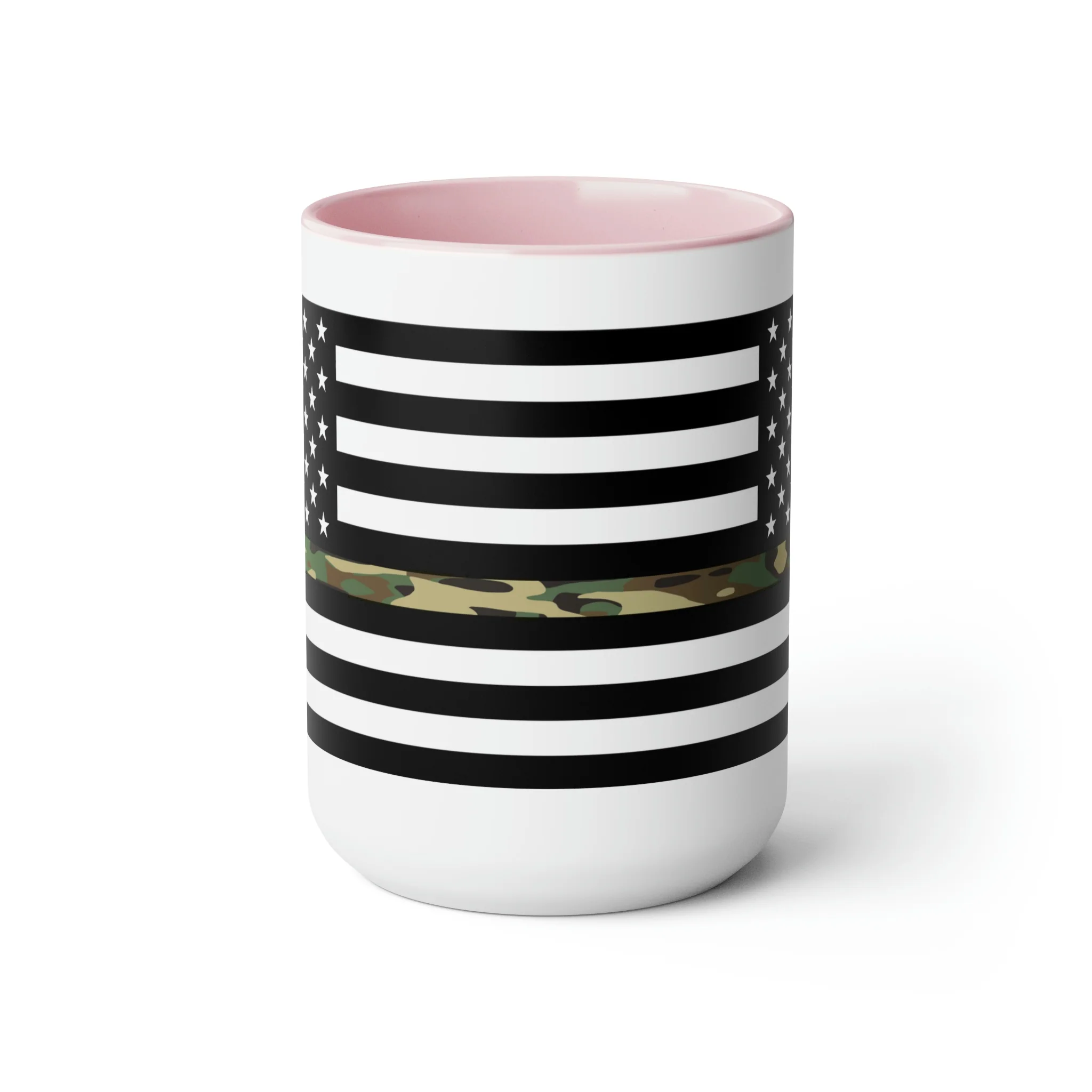 Two-Tone Thin Camo Line Flag Coffee Mugs, 15oz - Image 17