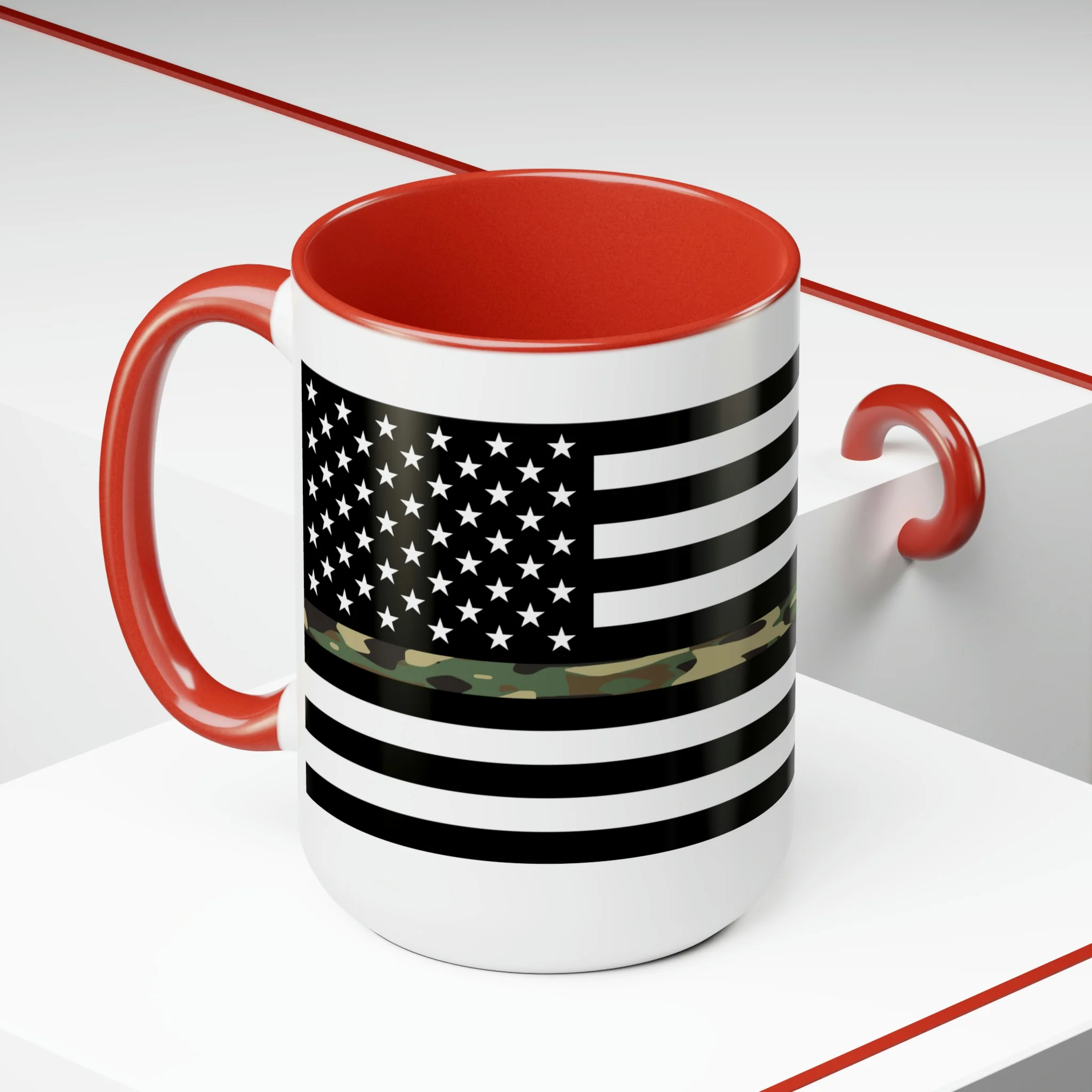 Two-Tone Thin Camo Line Flag Coffee Mugs, 15oz - Image 25
