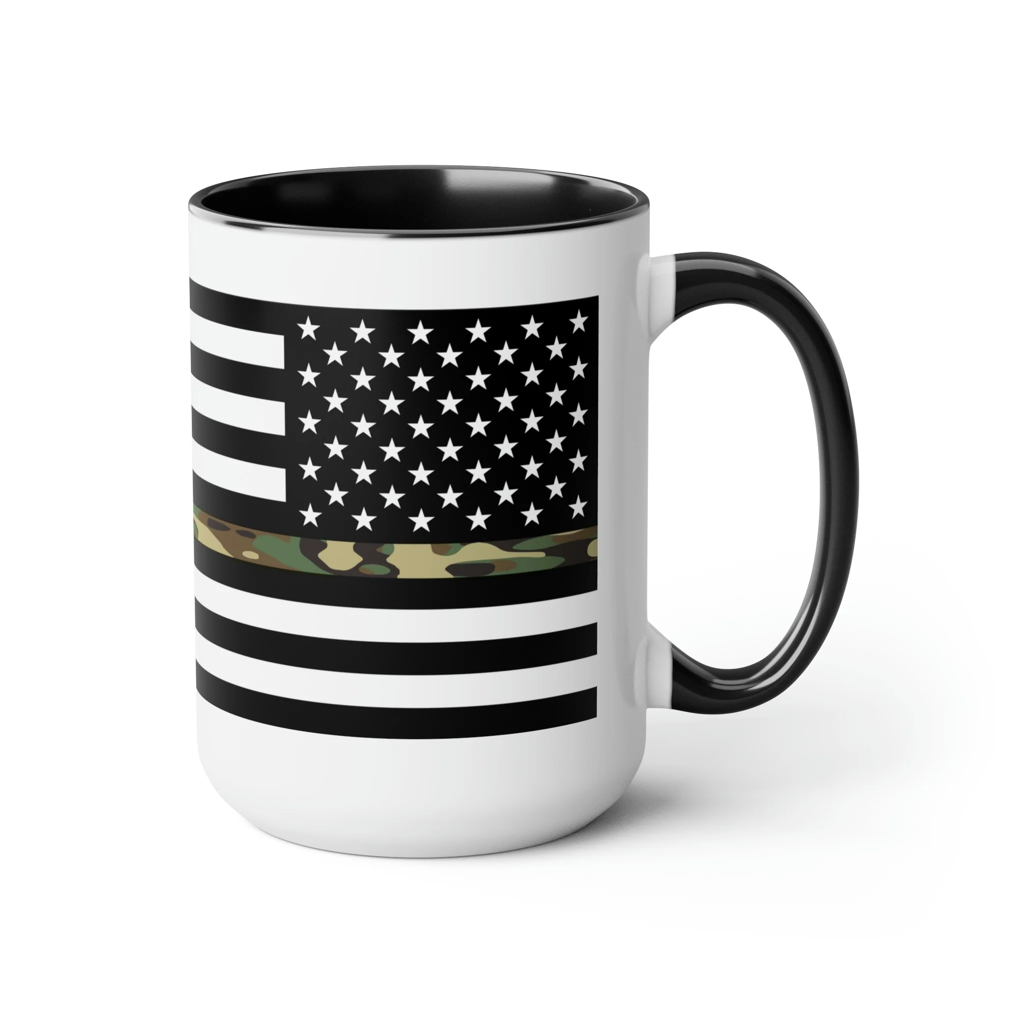 Two-Tone Thin Camo Line Flag Coffee Mugs, 15oz - Image 3