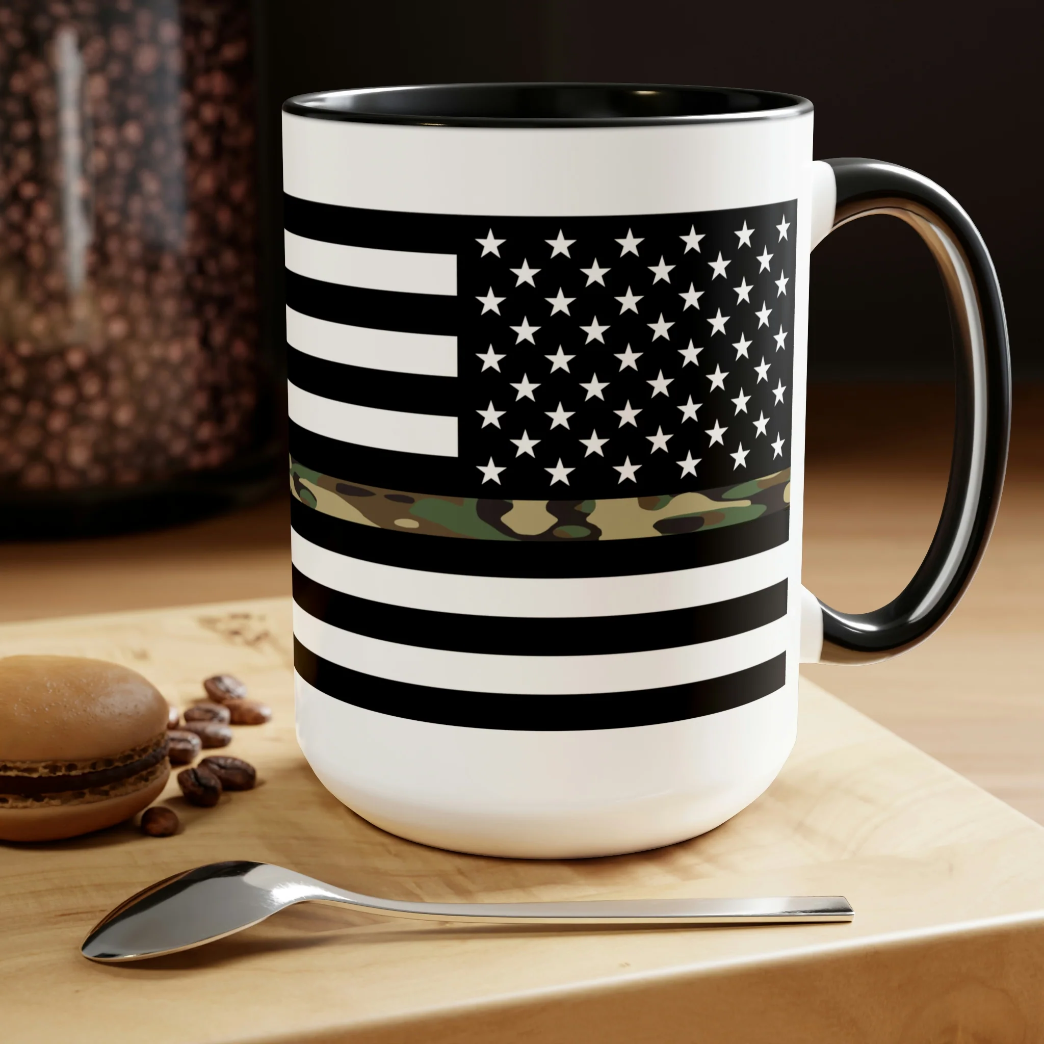 Two-Tone Thin Camo Line Flag Coffee Mugs, 15oz - Image 4