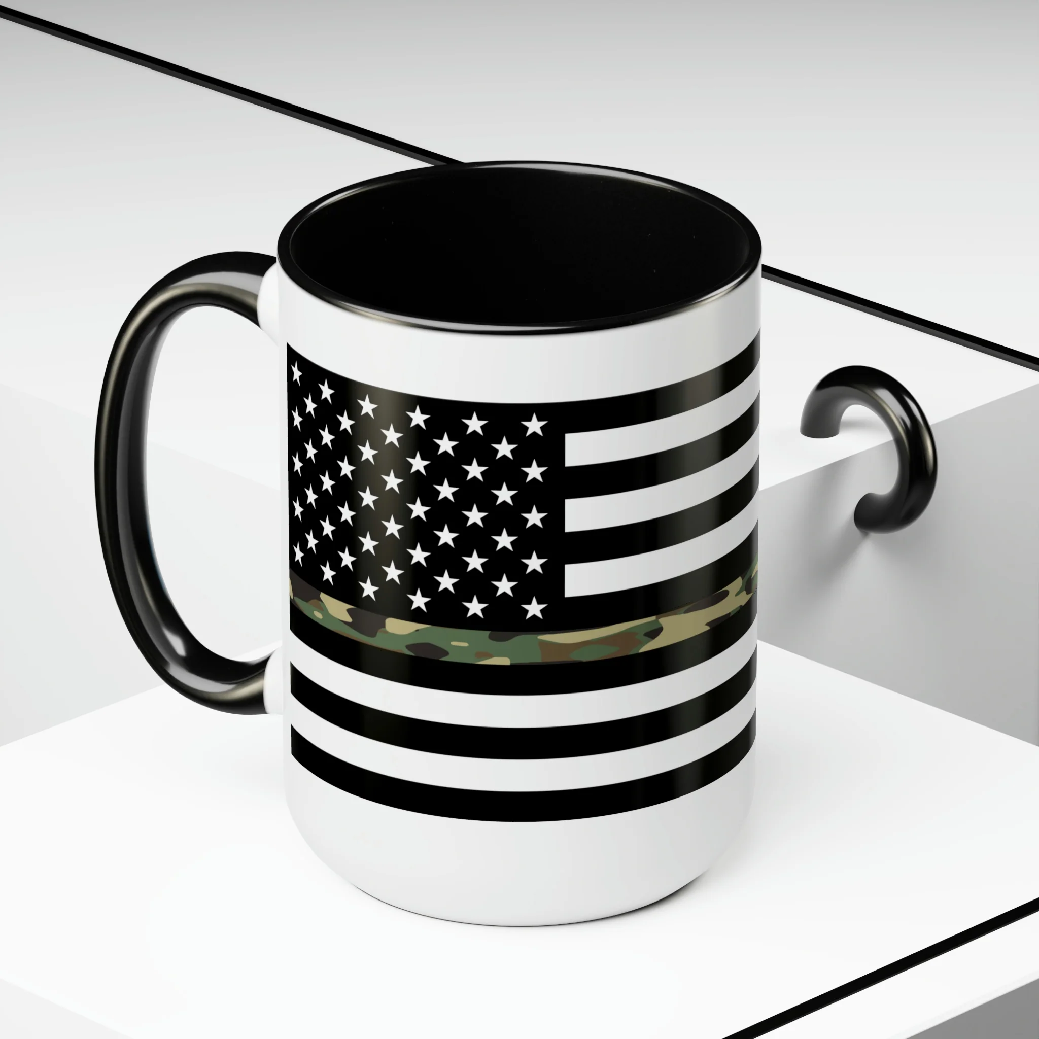 Two-Tone Thin Camo Line Flag Coffee Mugs, 15oz - Image 5