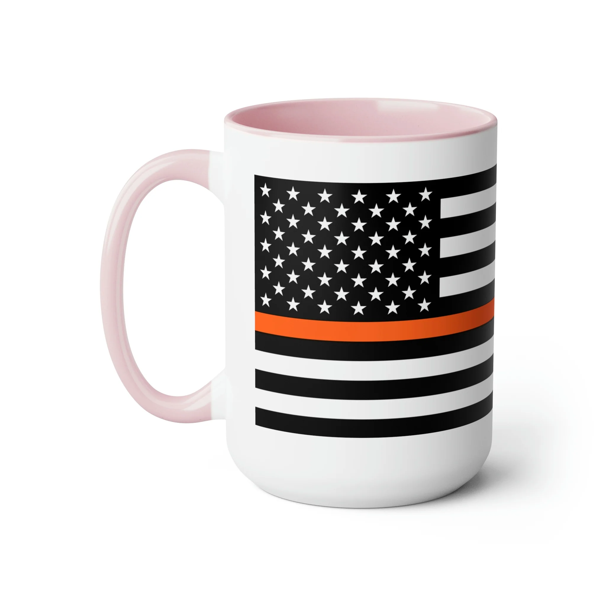 Two-Tone Thin Orange Line Flag Coffee Mugs, 15oz - Image 16