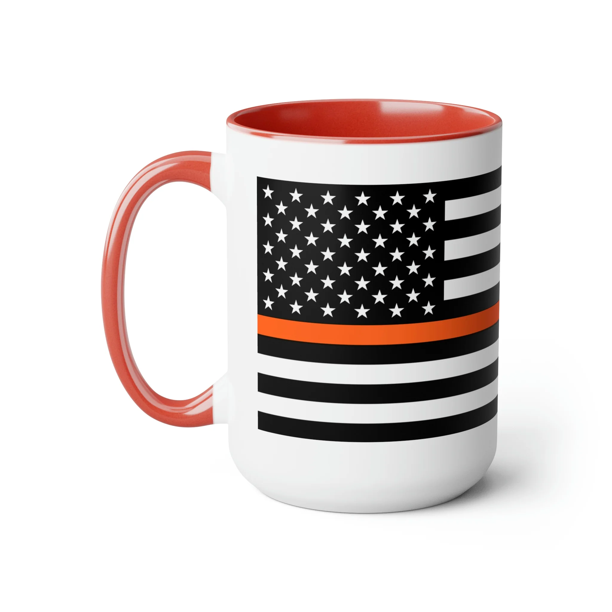 Two-Tone Thin Orange Line Flag Coffee Mugs, 15oz - Image 21