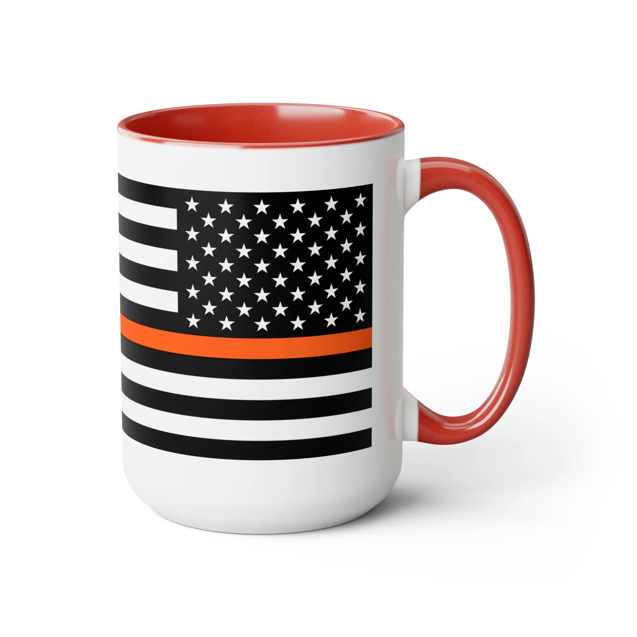 Two-Tone Thin Orange Line Flag Coffee Mugs, 15oz - Image 23