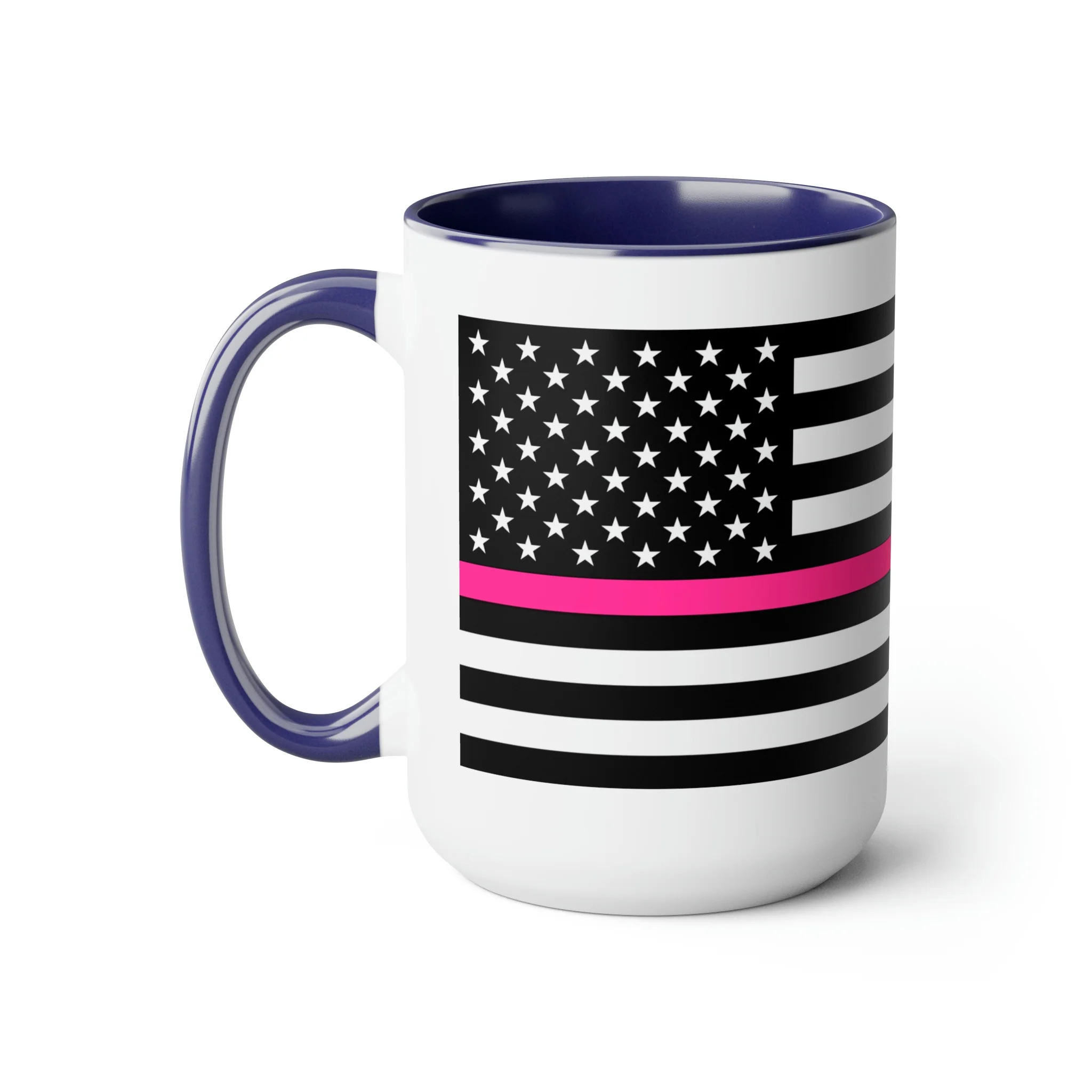 Two-Tone Thin Pink Line Flag Coffee Mugs, 15oz - Image 11