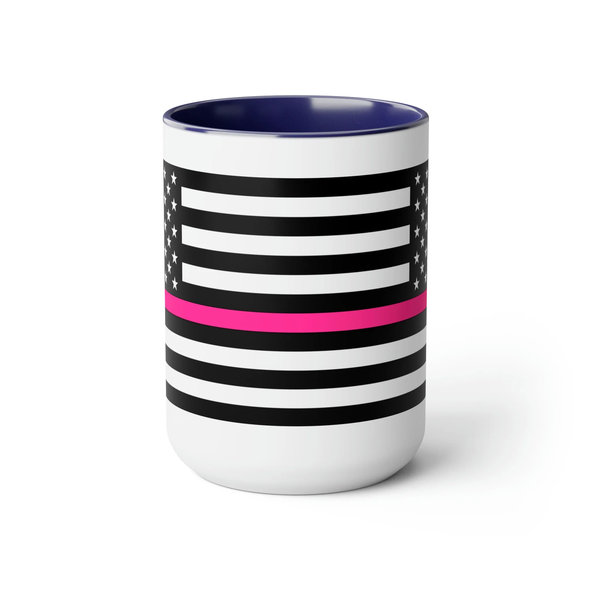 Two-Tone Thin Pink Line Flag Coffee Mugs, 15oz - Image 12