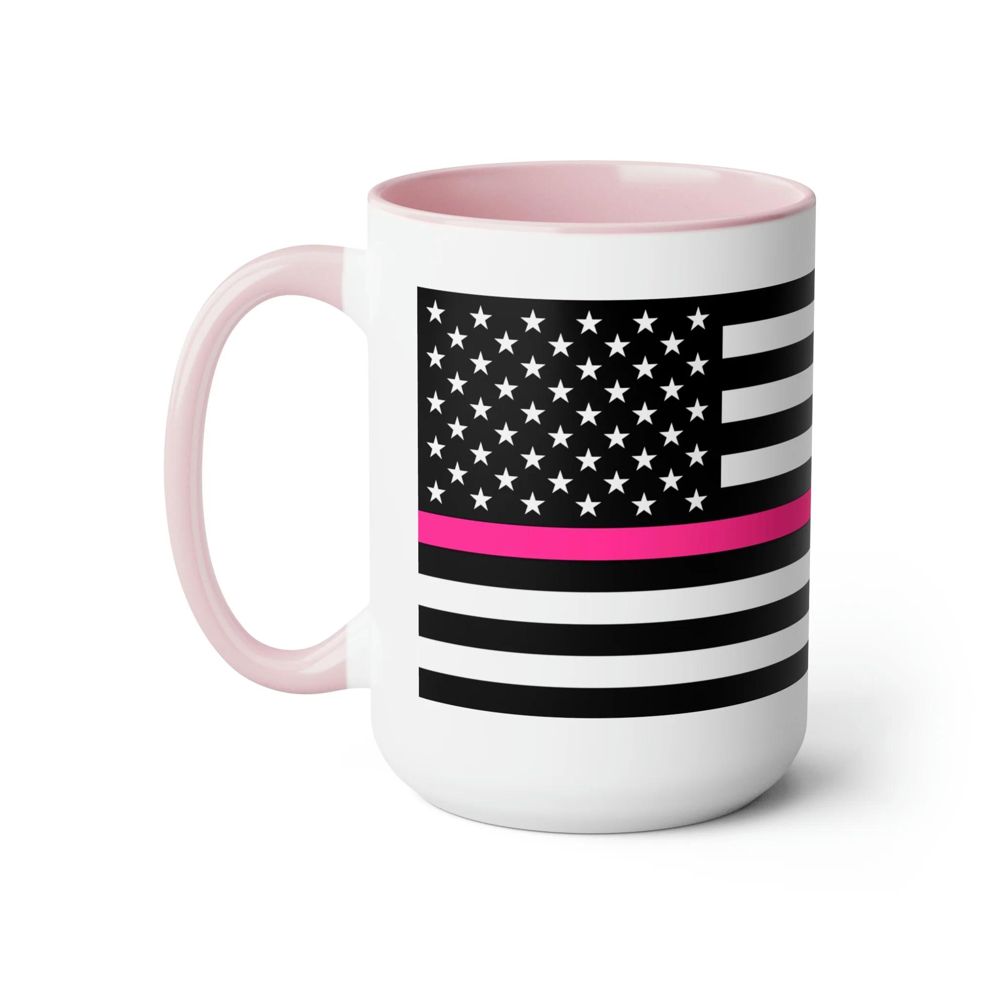 Two-Tone Thin Pink Line Flag Coffee Mugs, 15oz - Image 16