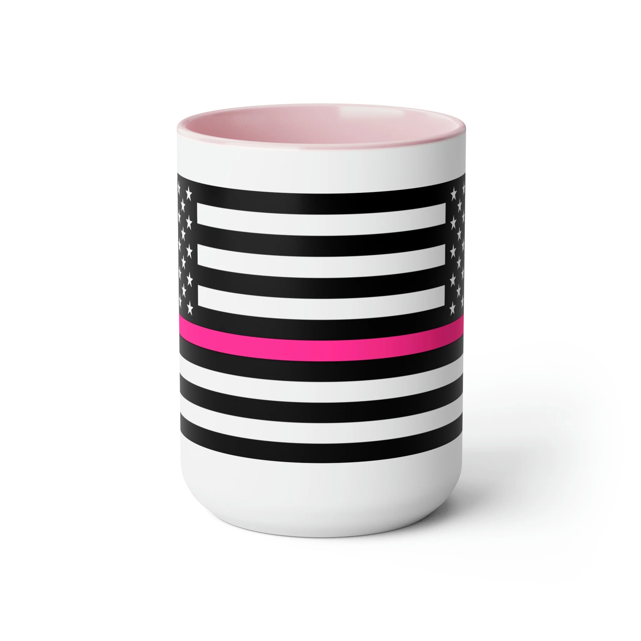 Two-Tone Thin Pink Line Flag Coffee Mugs, 15oz - Image 17