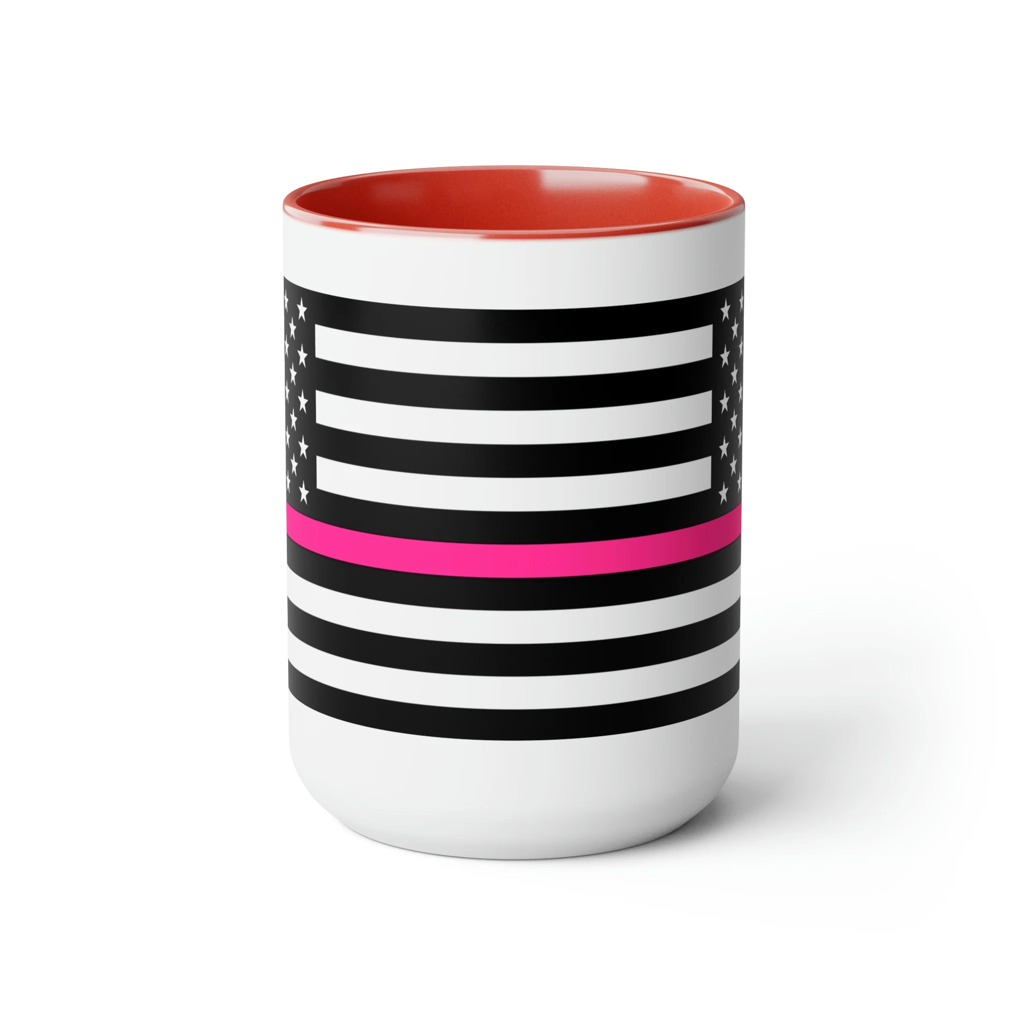 Two-Tone Thin Pink Line Flag Coffee Mugs, 15oz - Image 22