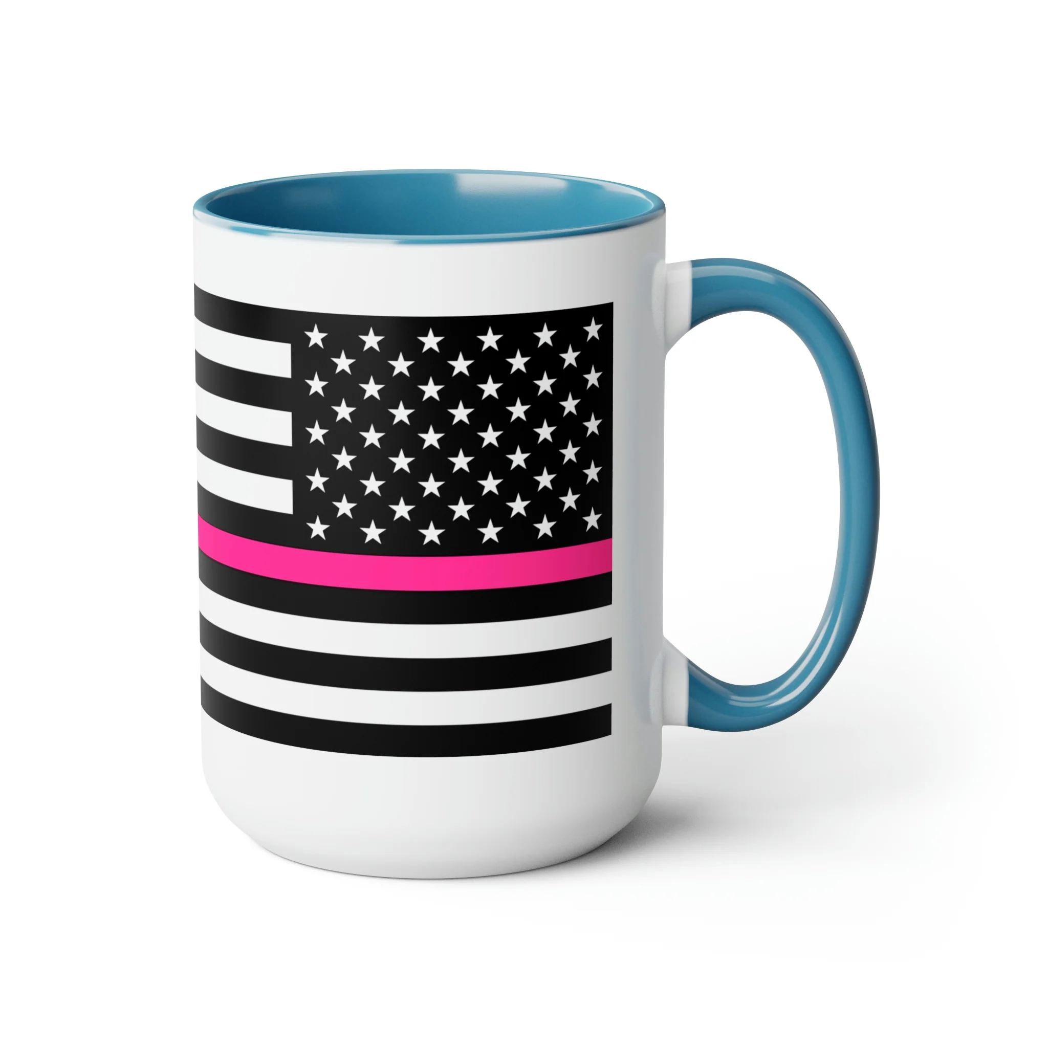Two-Tone Thin Pink Line Flag Coffee Mugs, 15oz - Image 8