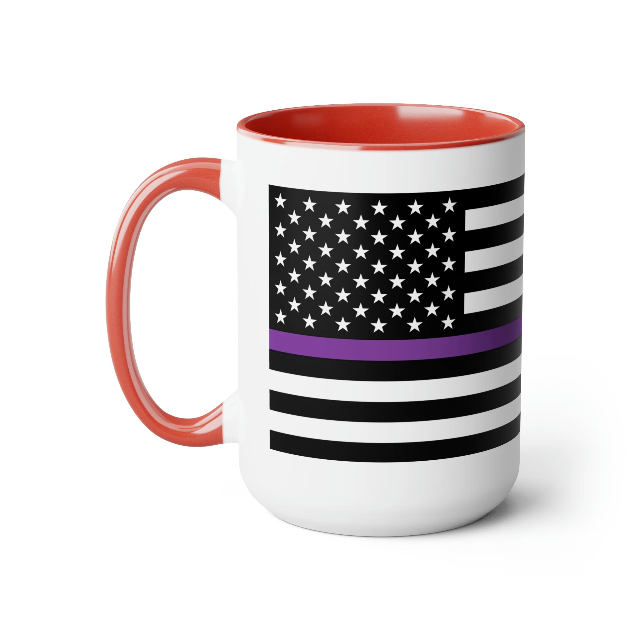 Two-Tone Thin Purple Line Flag Coffee Mugs, 15oz - Image 21