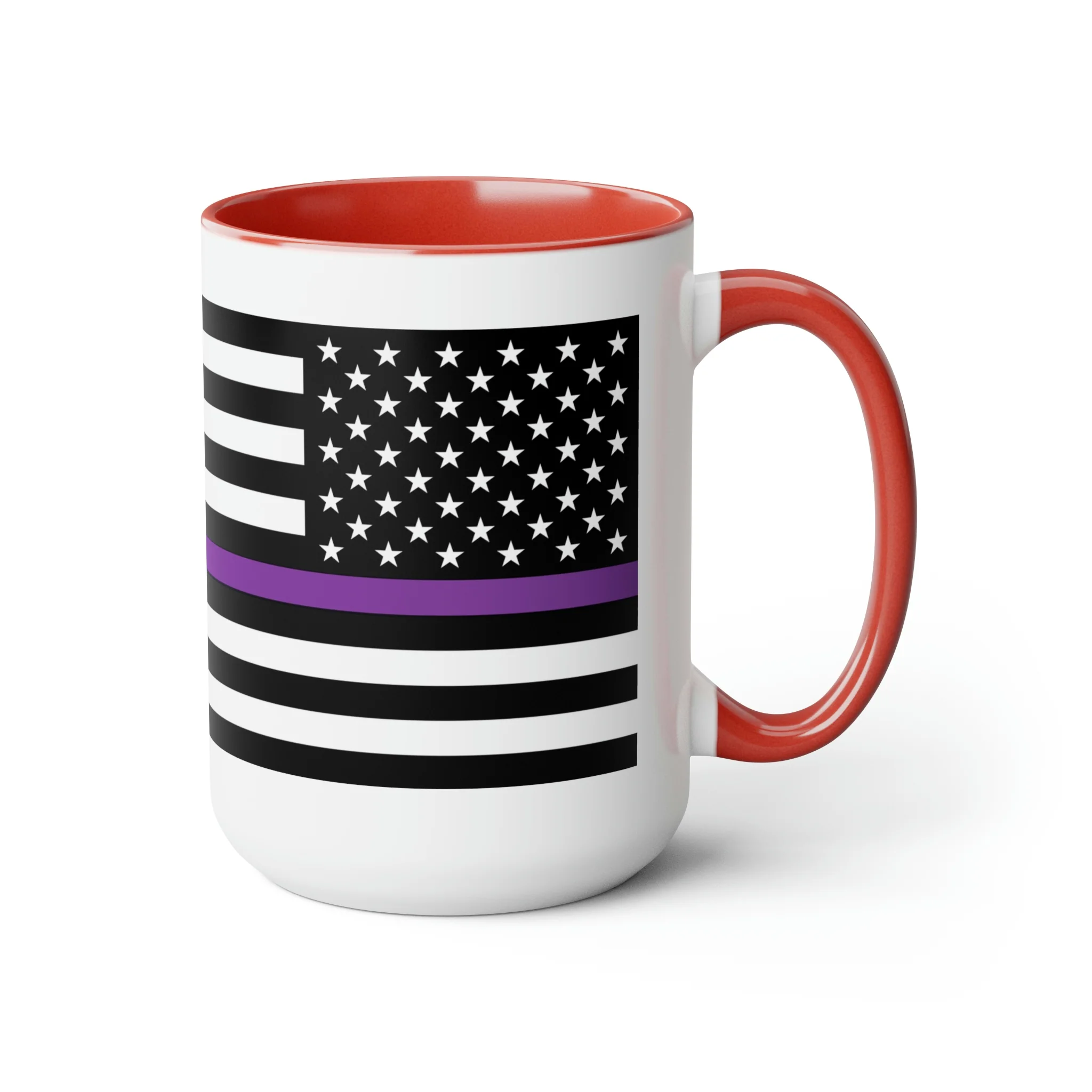 Two-Tone Thin Purple Line Flag Coffee Mugs, 15oz - Image 23