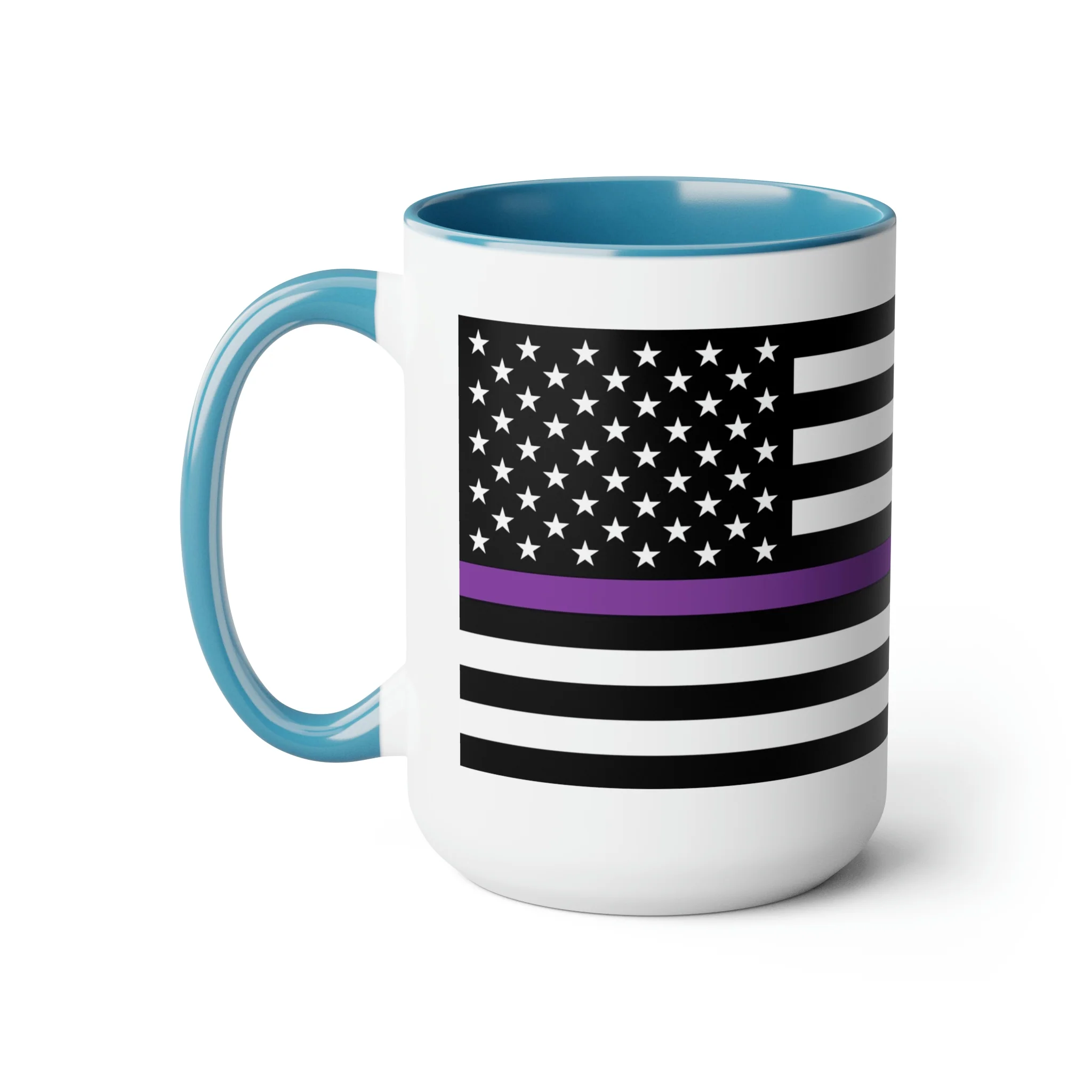 Two-Tone Thin Purple Line Flag Coffee Mugs, 15oz - Image 6