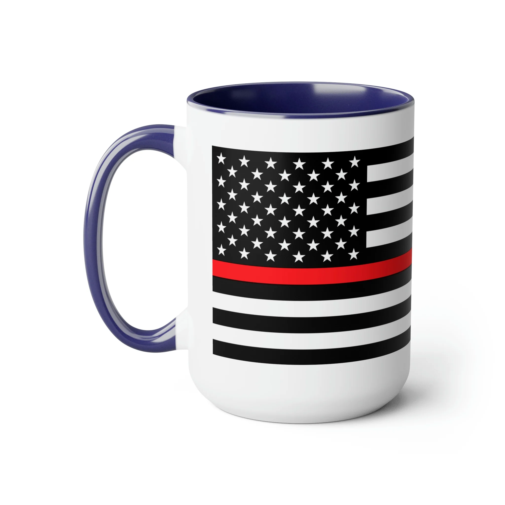 Two-Tone Thin Red Line Flag Coffee Mugs, 15oz - Image 11